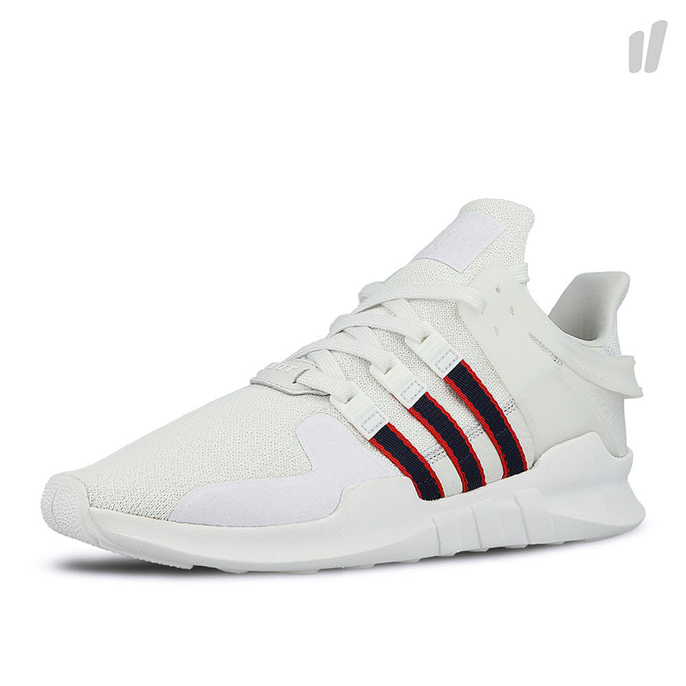 adidas equipment support adv Crystal White-Collegiate Navy-Scarlet Low Top Sneakers Close Up | Overkill