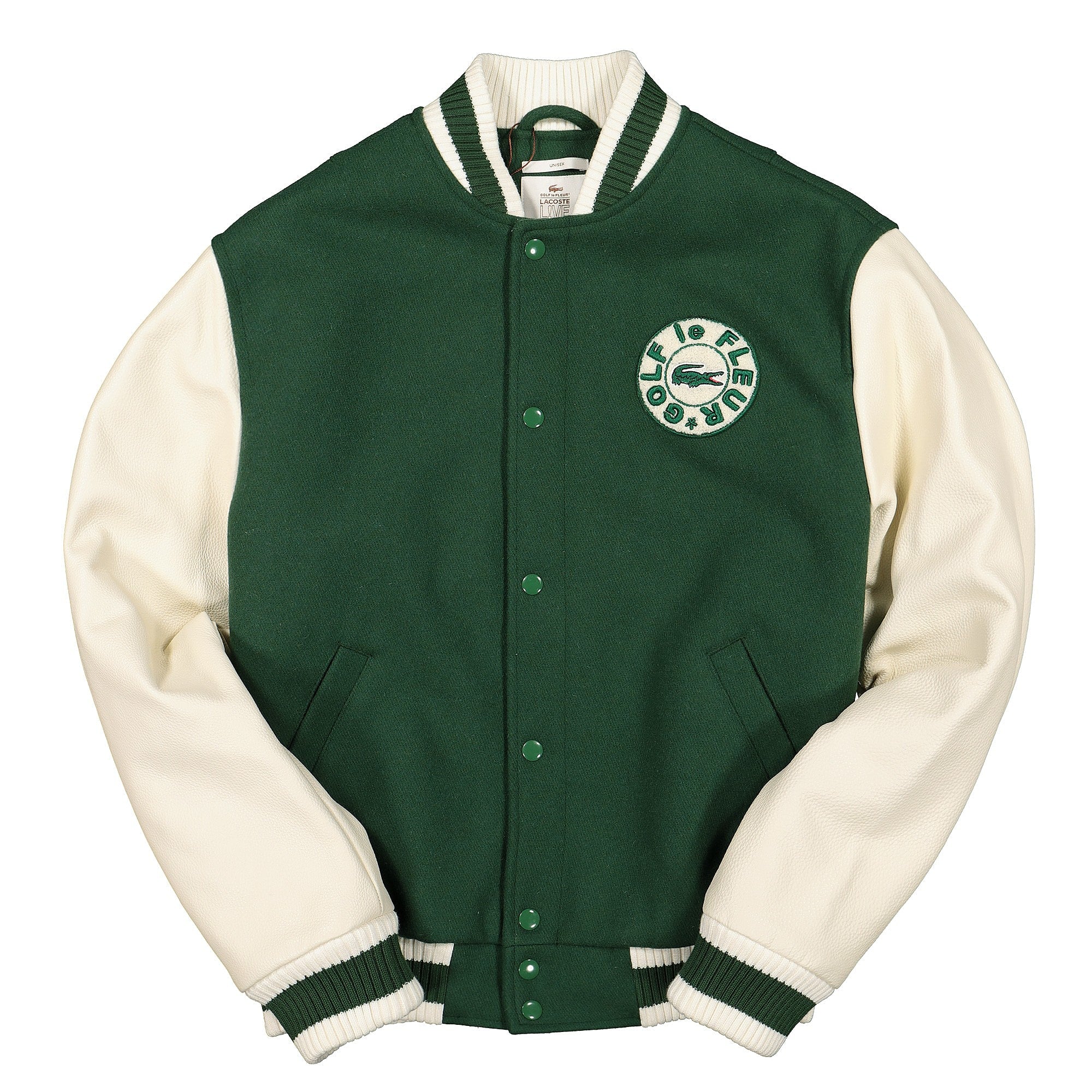 Lacoste Golf le Fleur x Lacoste College Jacket Vert / Geode Bomber & Varsity Jackets BH0465-00-6B3 | Overkill