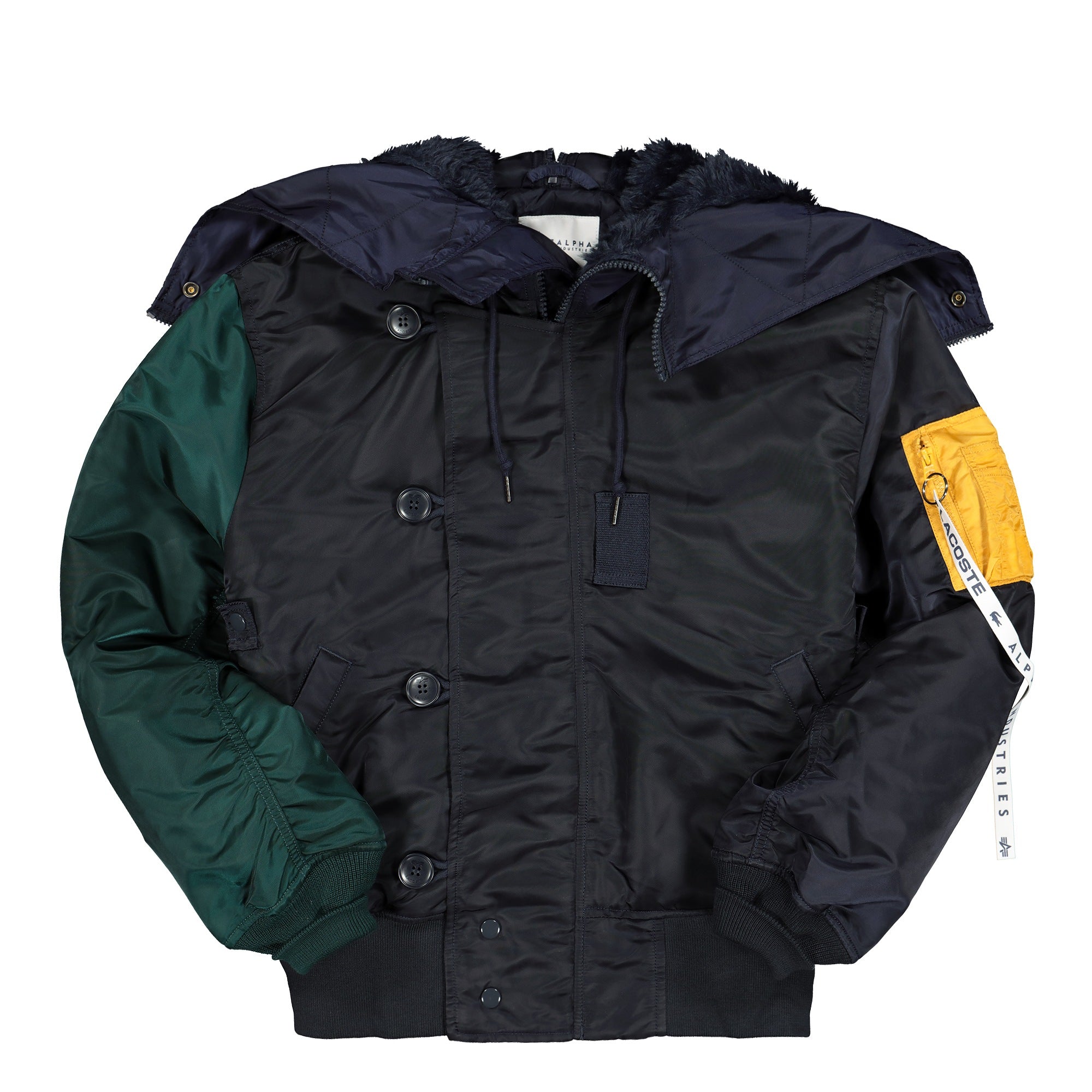 Lacoste Alpha Industries x Lacoste Colourblock Bomber Graphite / Marine / Sombre / Hetre Bomber & Varsity Jackets BH0704-00-ZB1 | Overkill