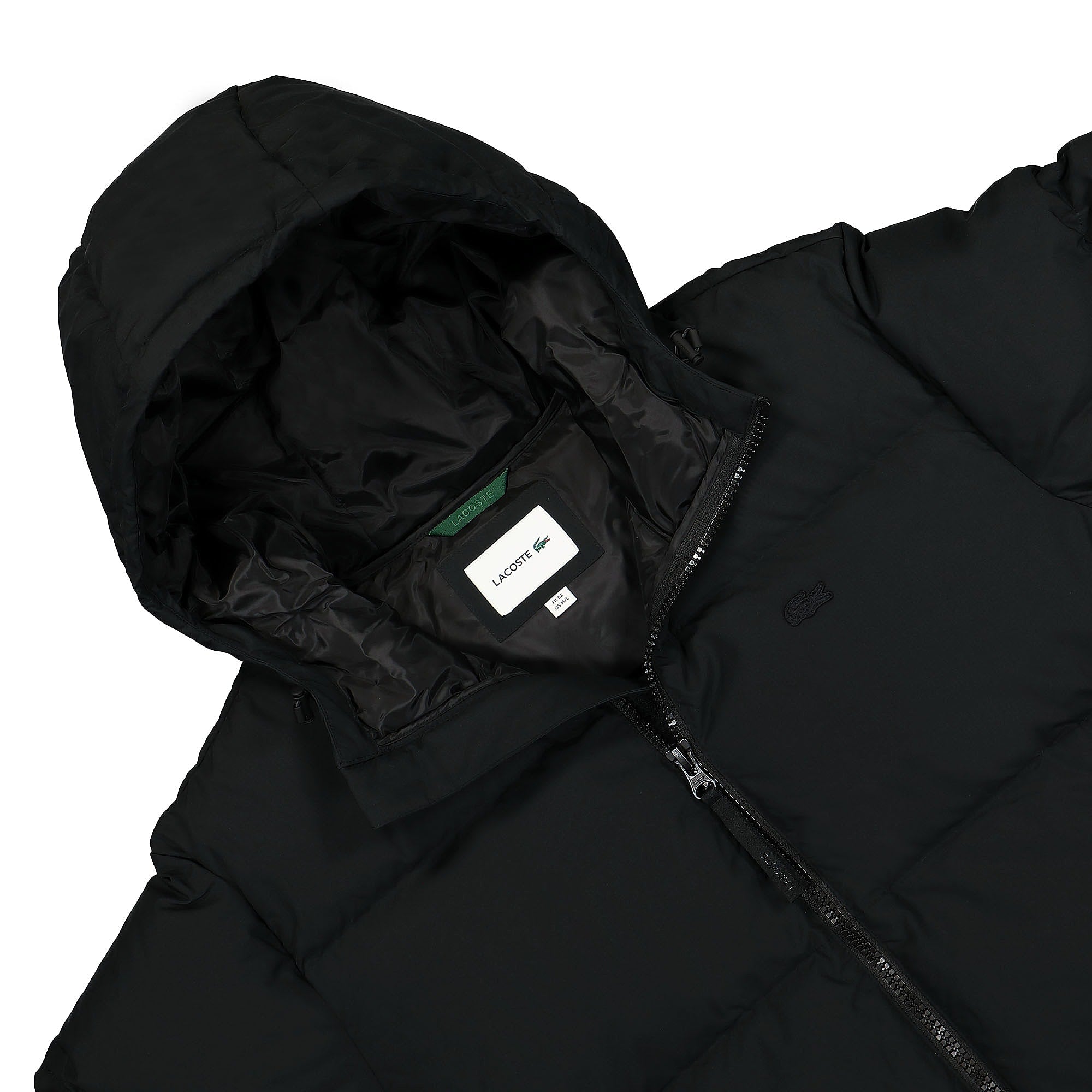 Lacoste Padded Hooded Jacket Black Puffer Jackets Close-up | Overkill