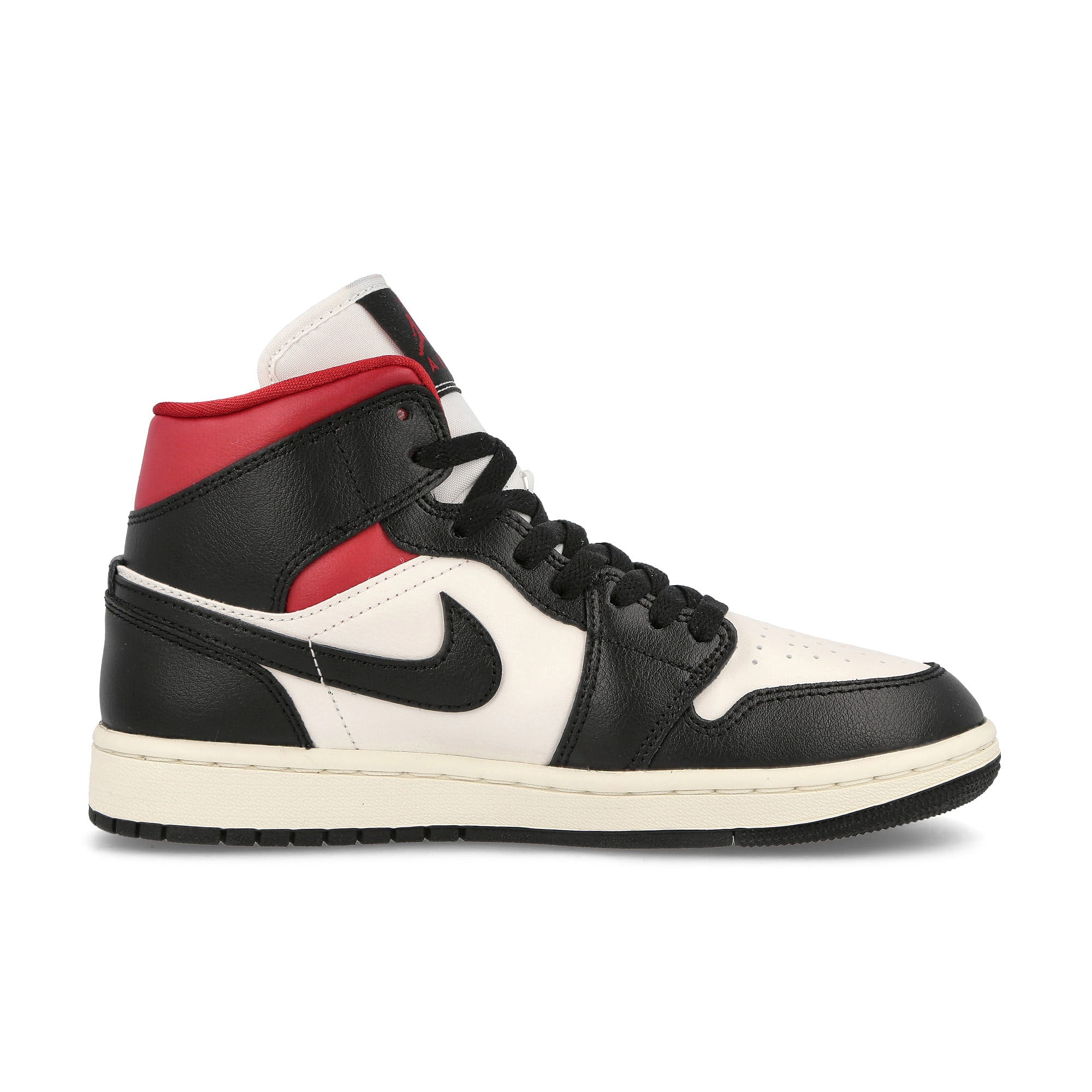 Jordan Wmns Air Jordan 1 Mid Black / Gym Red - Sail Sneakers Silhouette | Overkill