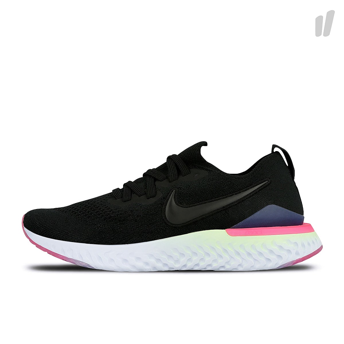 Nike wmns epic react flyknit 2 Black-Black - Sapphire - Lime Blast Sweatshirts BQ8927 003 | Overkill