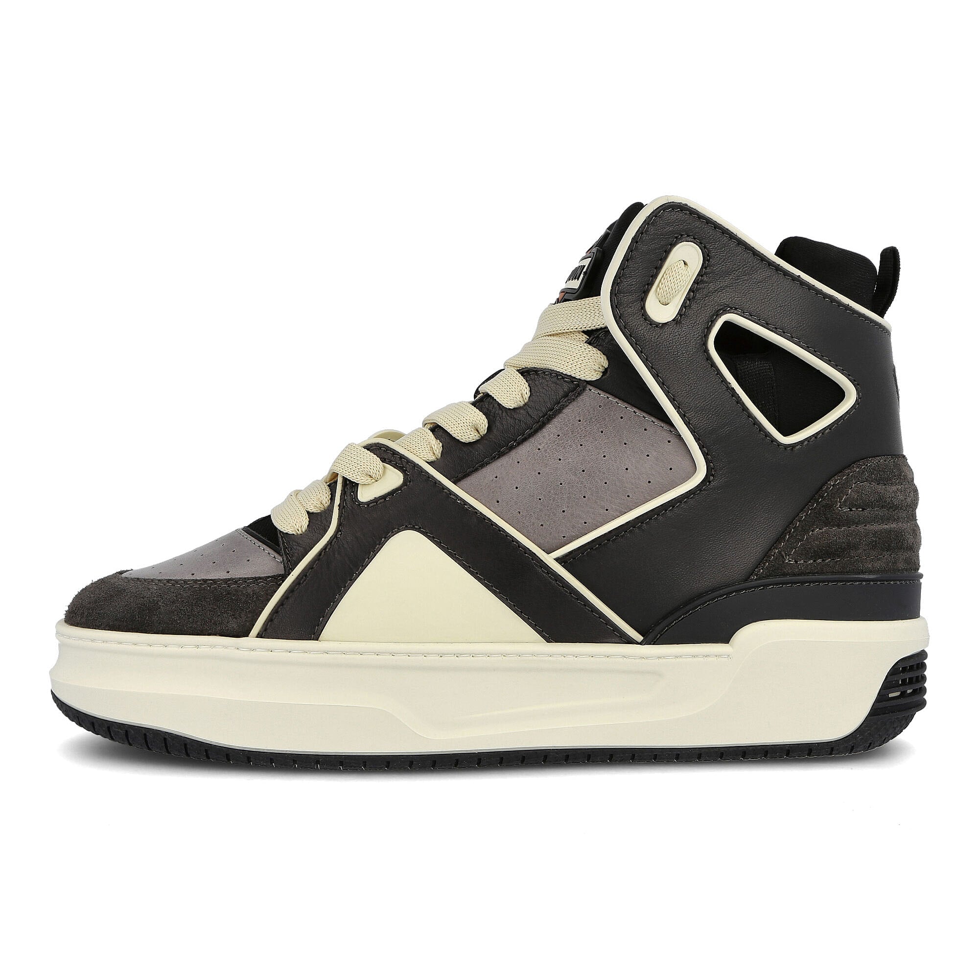 Just Don basketball courtside hi Black-Cream Sneakers 31JUSQ01 218550 BGB | Overkill