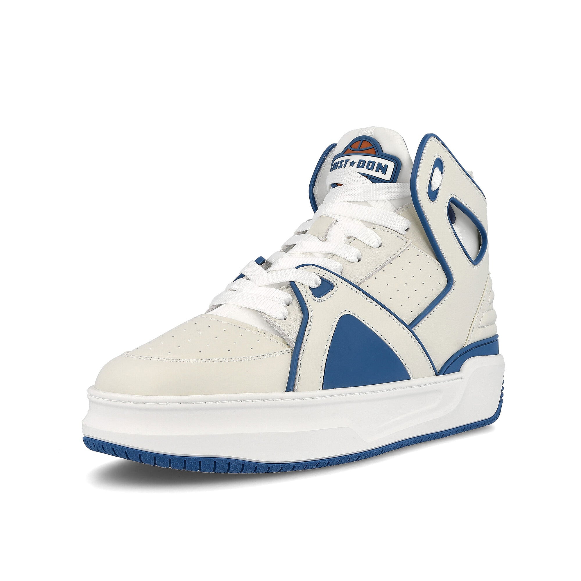 Just Don basketball courtside hi White-Teal Sneakers Close Up | Overkill