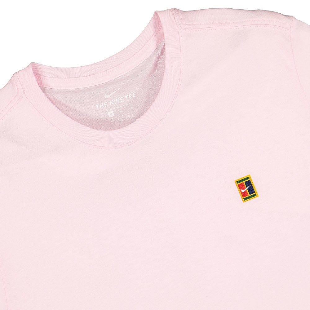 Nike Court Embroidered Tee Pink Foam T-Shirts Close-up | Overkill