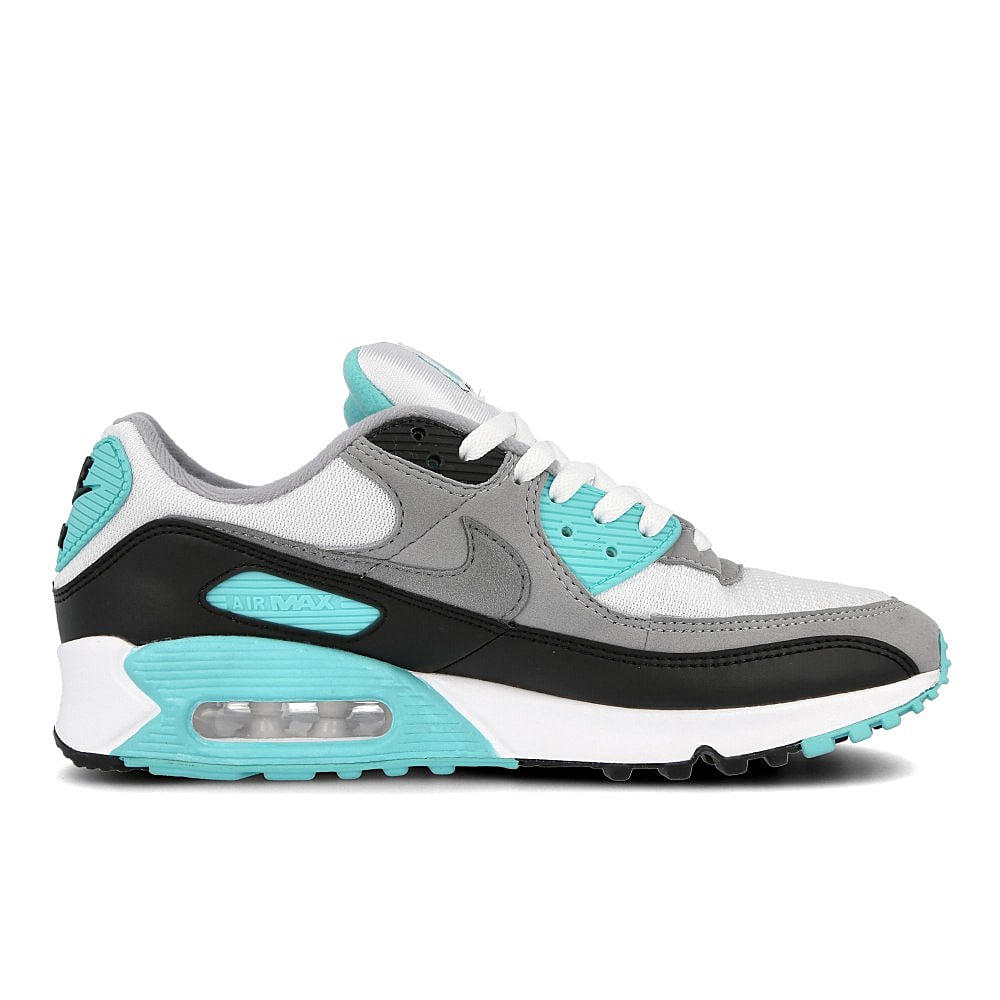 Nike air max 90 White / Particle Grey - Hyper Turq - Black Material | Overkill