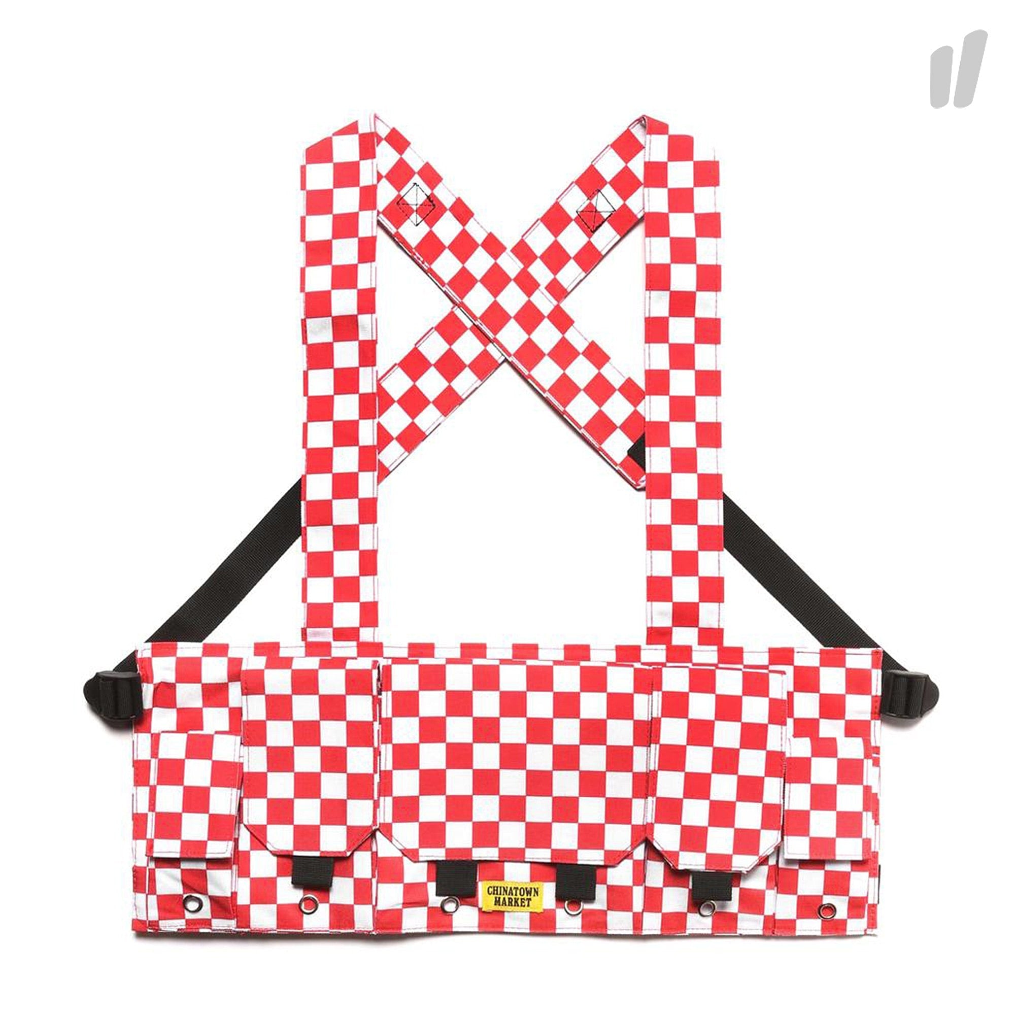 Chinatown Market Checkered Chest Rig Red / White Shoulder & Cross Body Bags CHSTRIG | Overkill