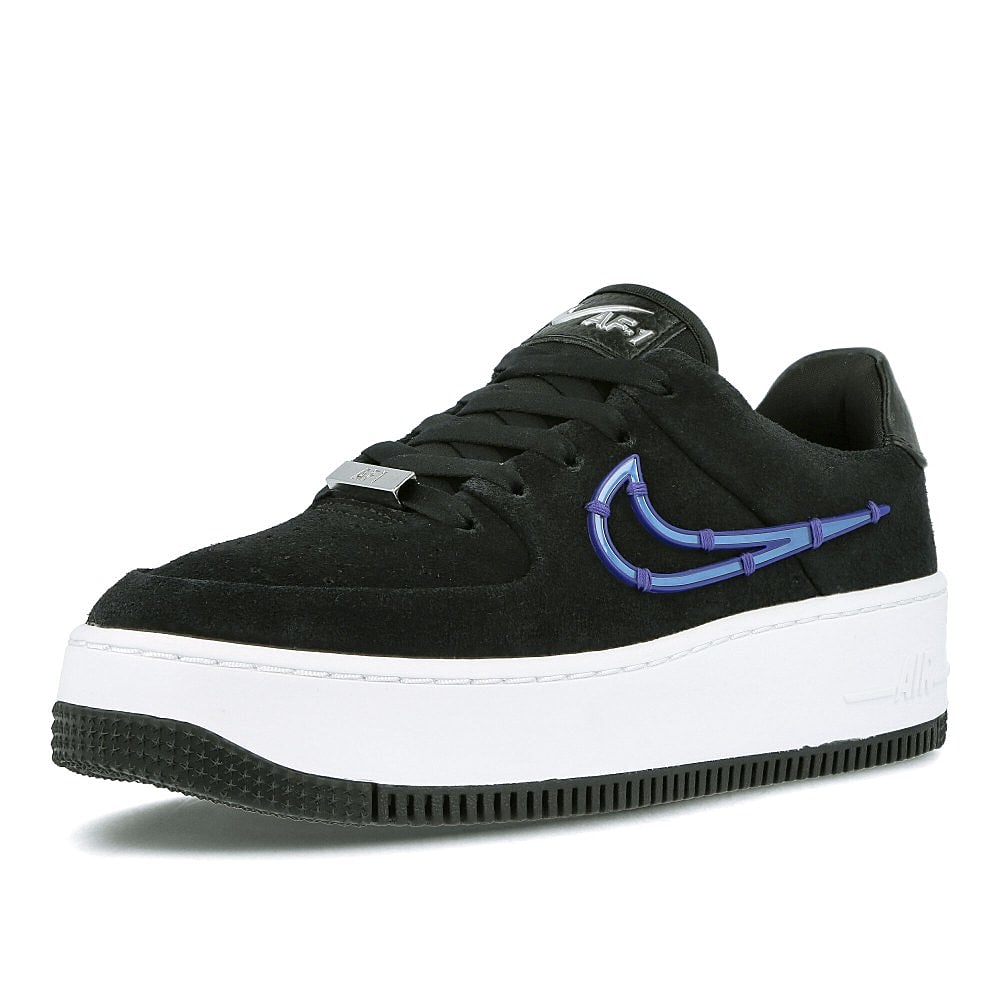 Nike wmns air force 1 sage low lx Black-Deep Royal Blue - Metallic Silver Low Top Sneakers Close Up | Overkill