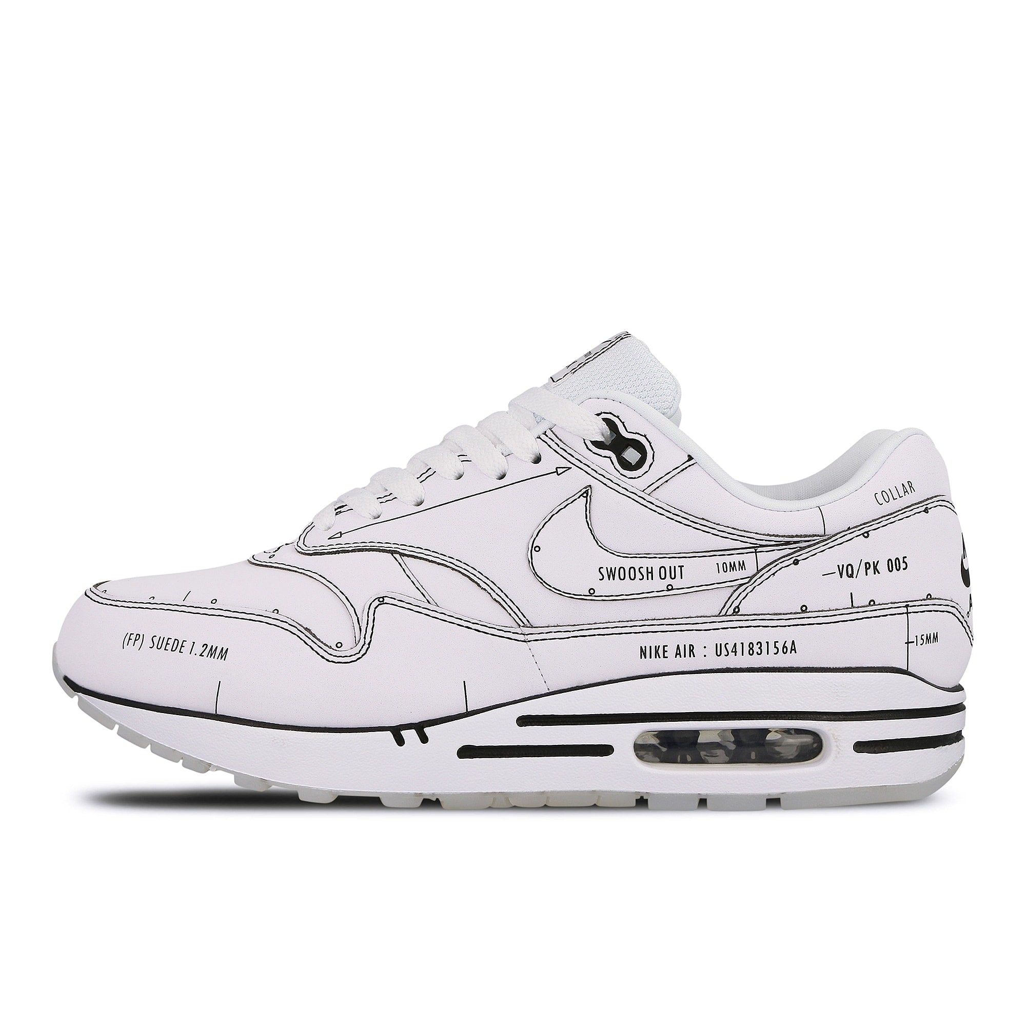 Nike air max 1 sketch to shelf White / White - Black Low Top Sneakers CJ4286 100 | Overkill