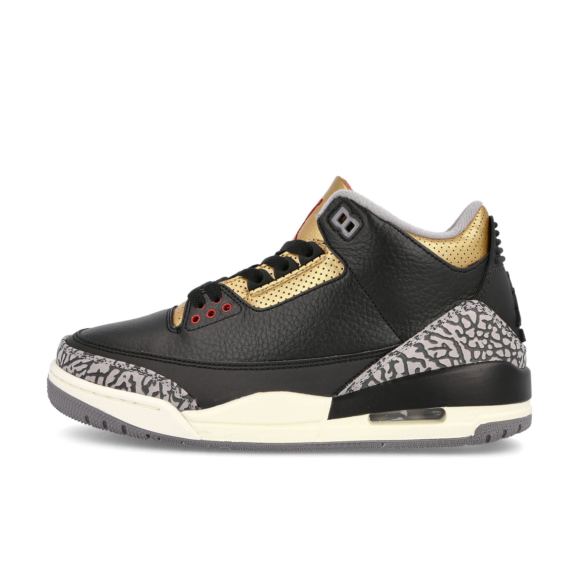 Jordan Wmns Air Jordan 3 Retro Black / Fire Red-Metallic Gold - Cement Grey Mid Top Sneakers CK9246 067 | Overkill