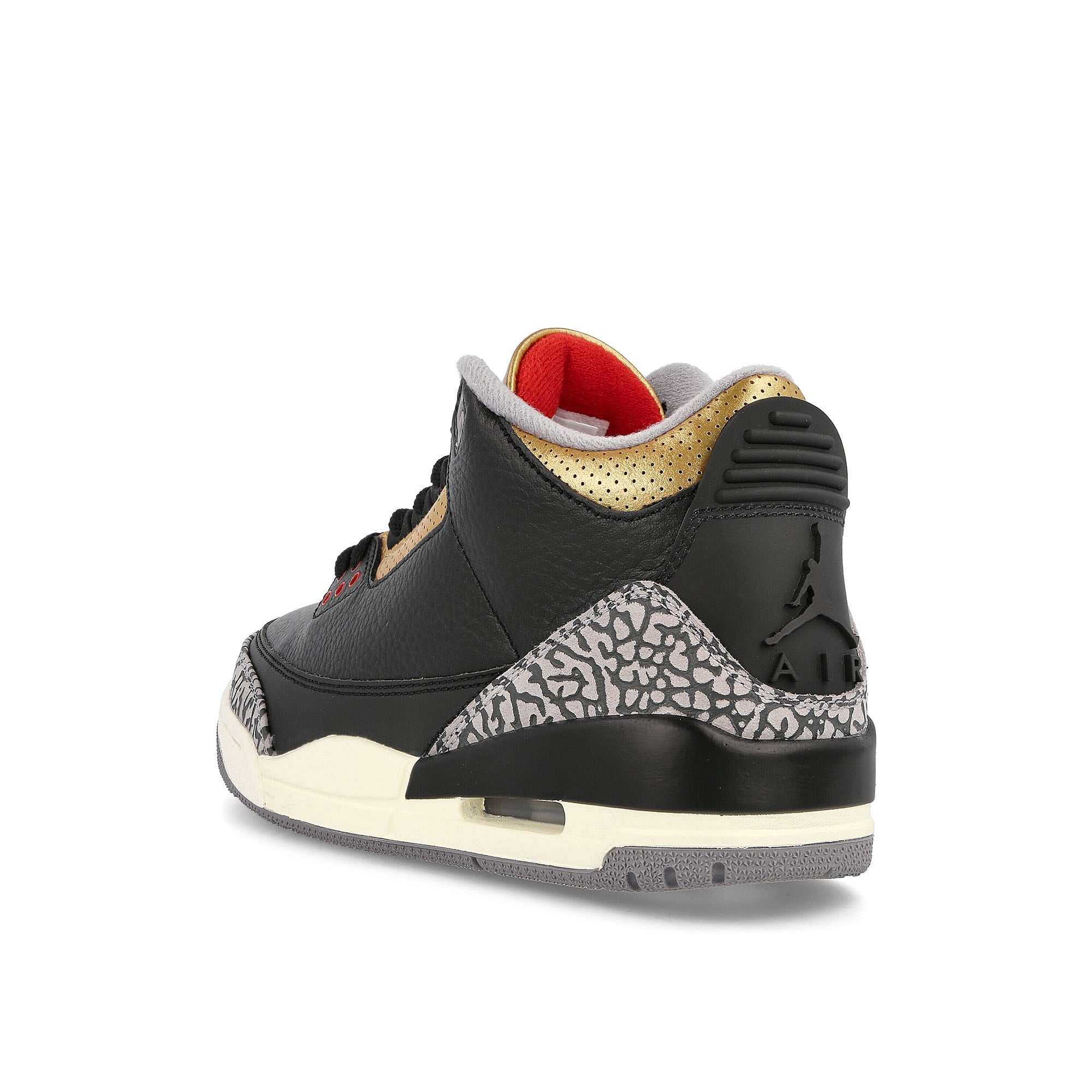 Jordan Wmns Air Jordan 3 Retro Black / Fire Red-Metallic Gold - Cement Grey Mid Top Sneakers Material | Overkill