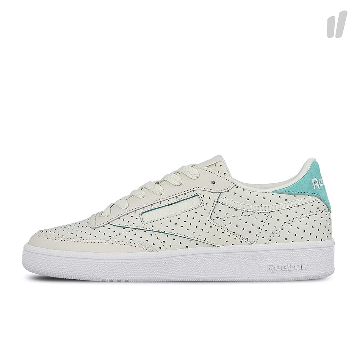 Reebok wmns club c 85 popped perf Chalk / Turquoise / White Sneakers CM9277 | Overkill
