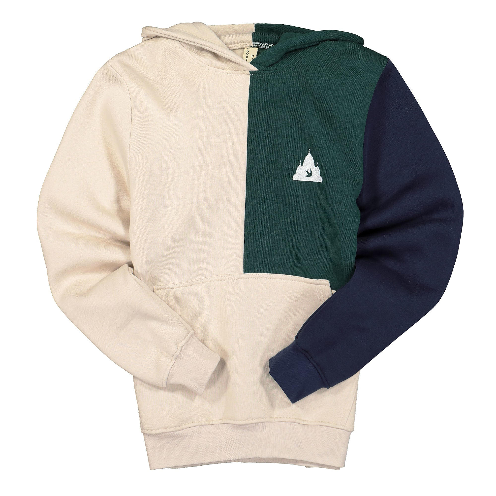 North Hill colorblock hoodie fleece Beige / Navy / Green Hoodies NHCHF | Overkill