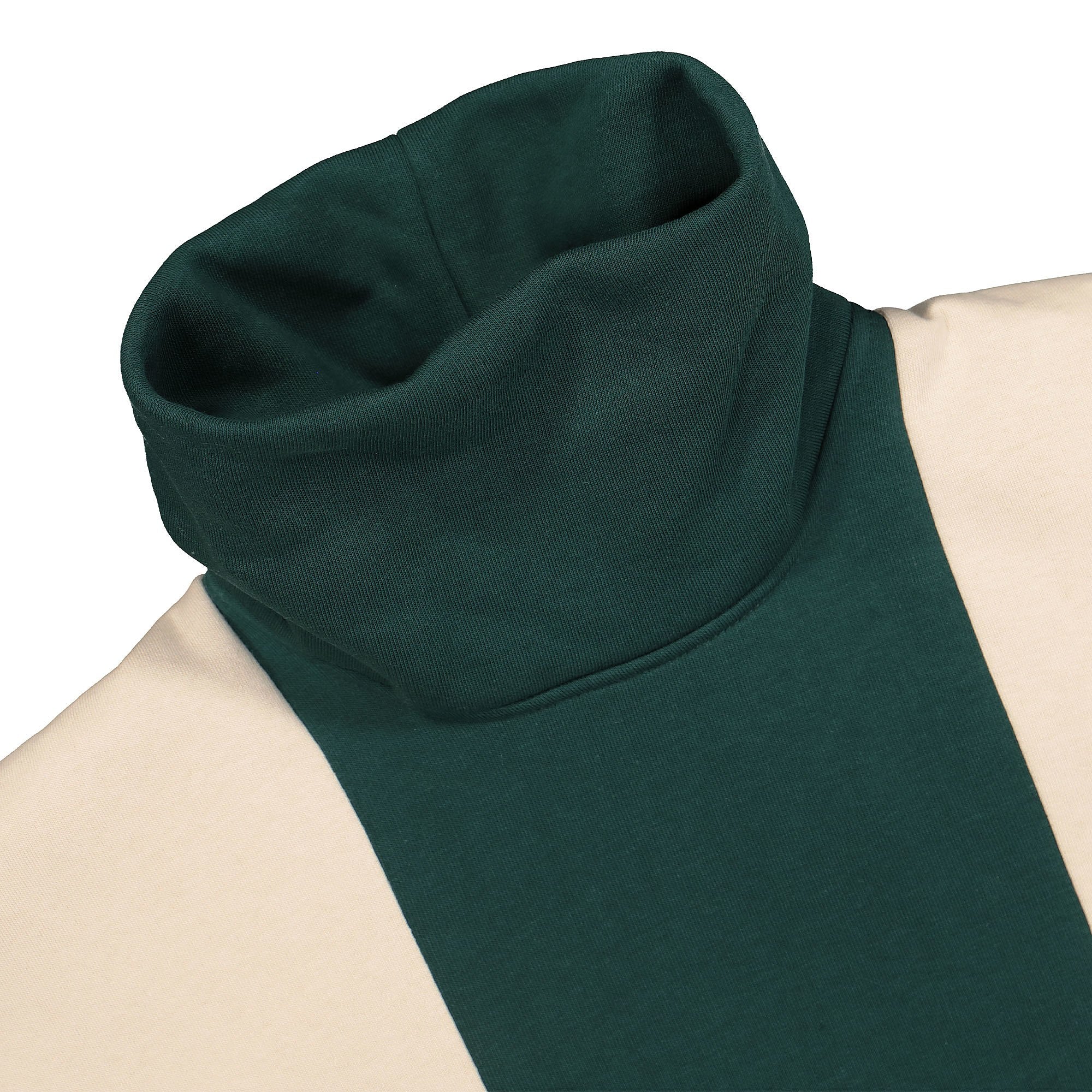 North Hill colorblock logo turtleneck fleece Beige / Green Sweatshirts Close-up | Overkill