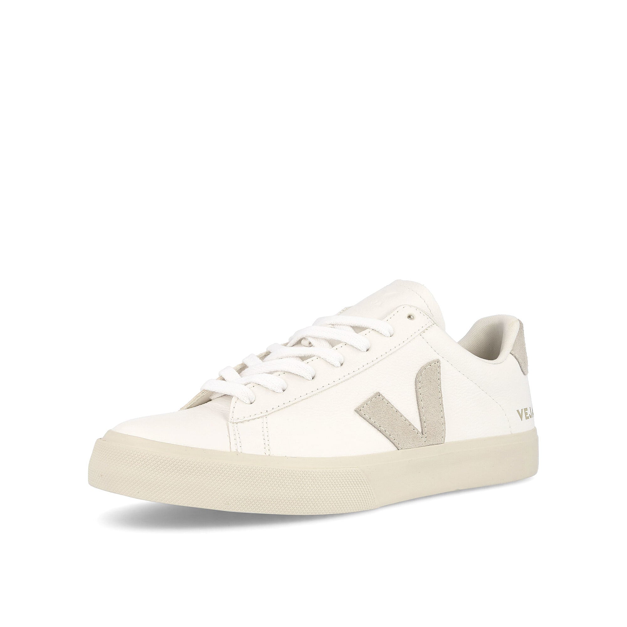 Veja Campo Chromefree Leather Extra White-Natural Sude Sneakers Close Up | Overkill