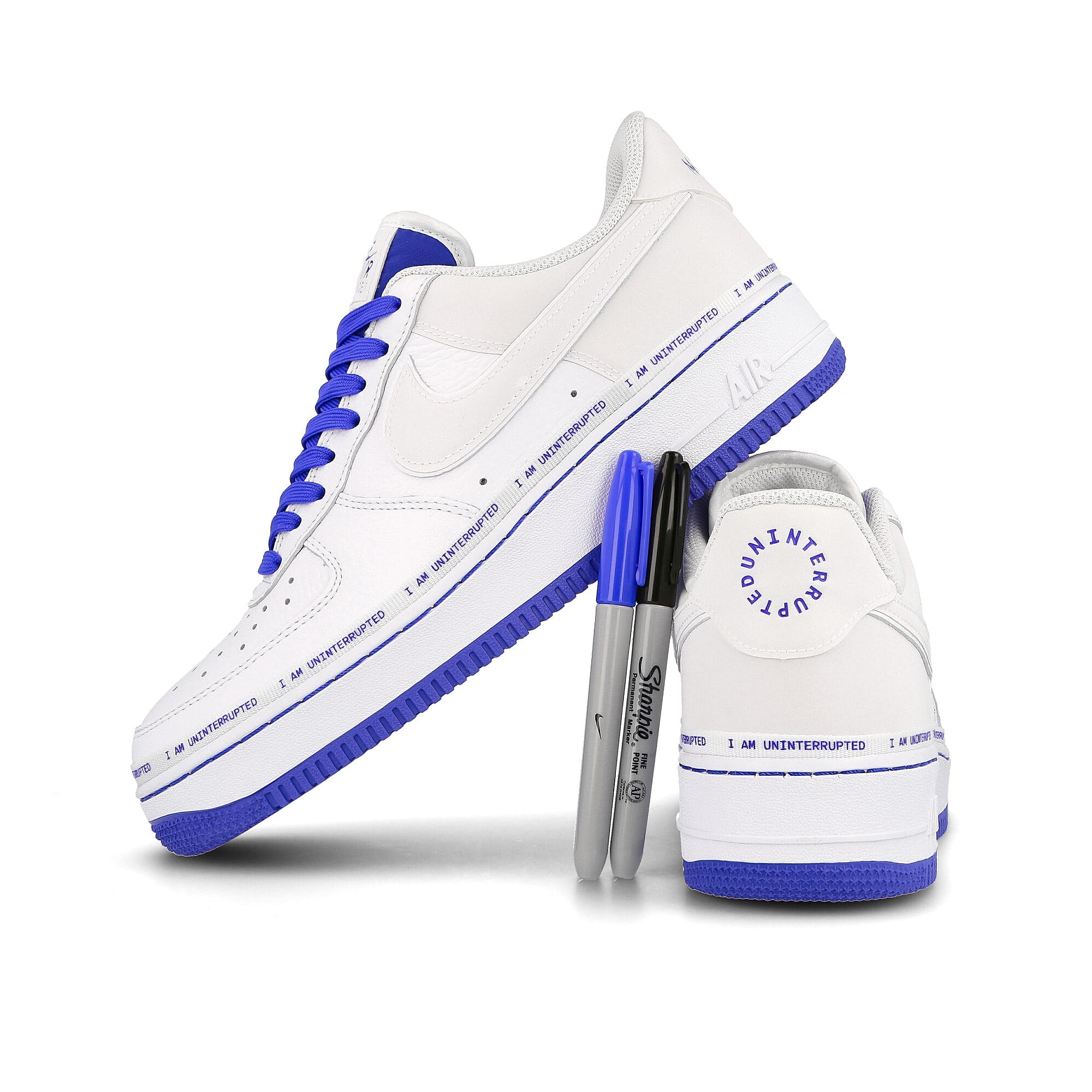 Nike Uninterrupted x Nike Air Force 1 07 QS White / Black - Racer Blue | Overkill