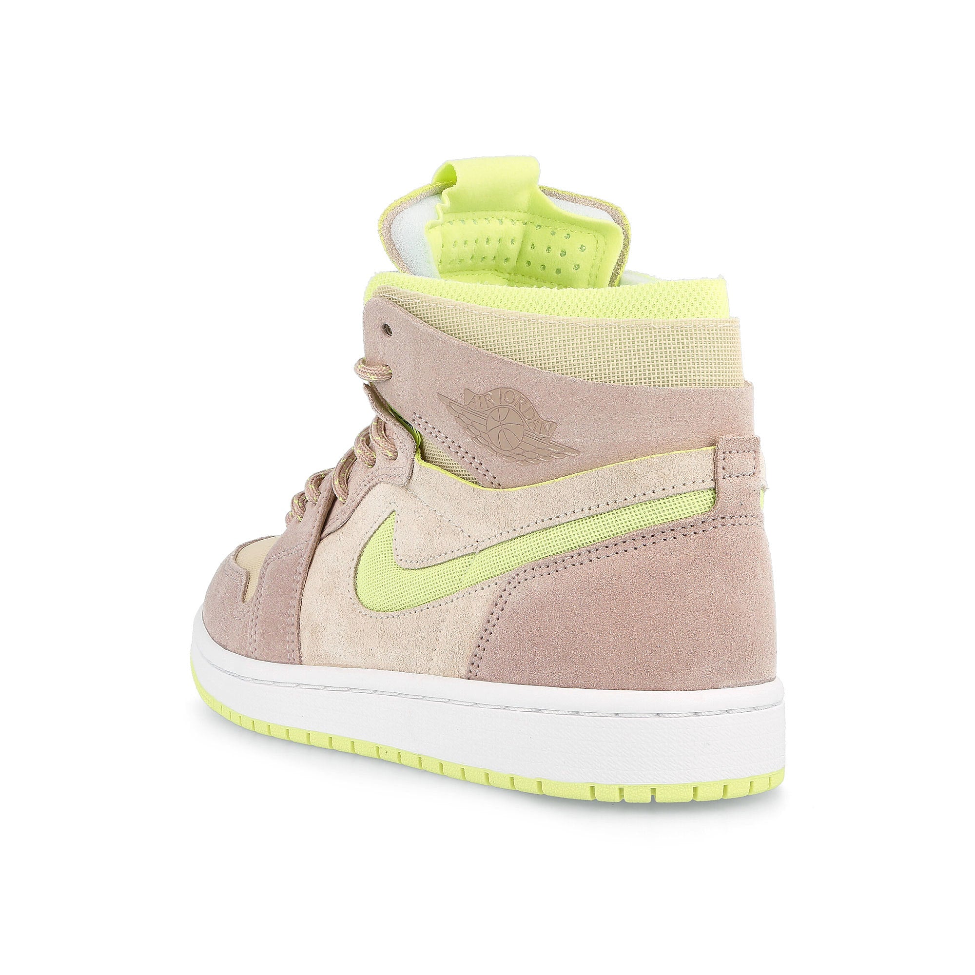 Jordan Wmns Air Jordan 1 Zoom Air Comfort Pearl White / Fossil - Light Lemon Twist - White Close-up | Overkill