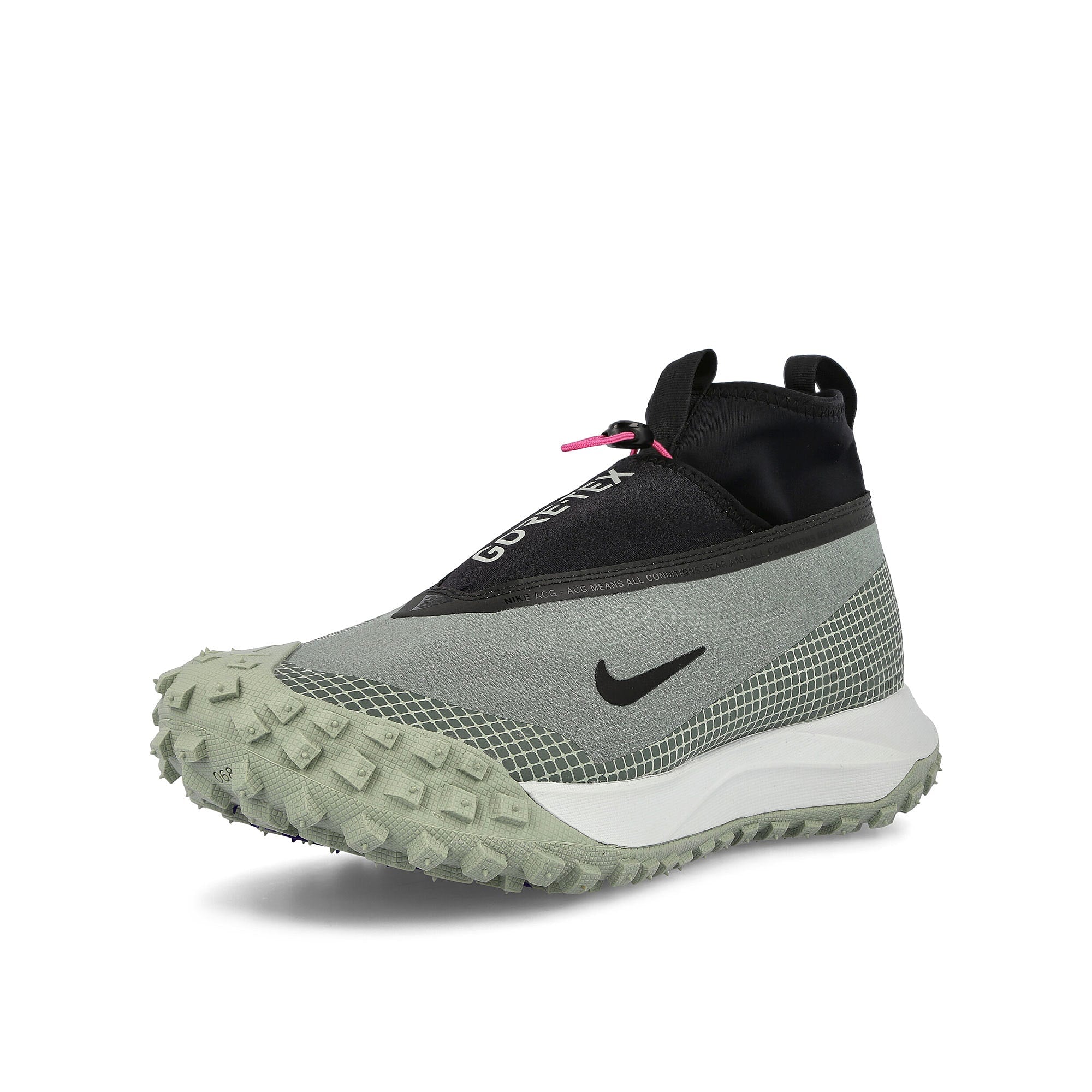 Nike acg mountain fly gore-tex Clay Green-Black Mid Top Sneakers Close Up | Overkill