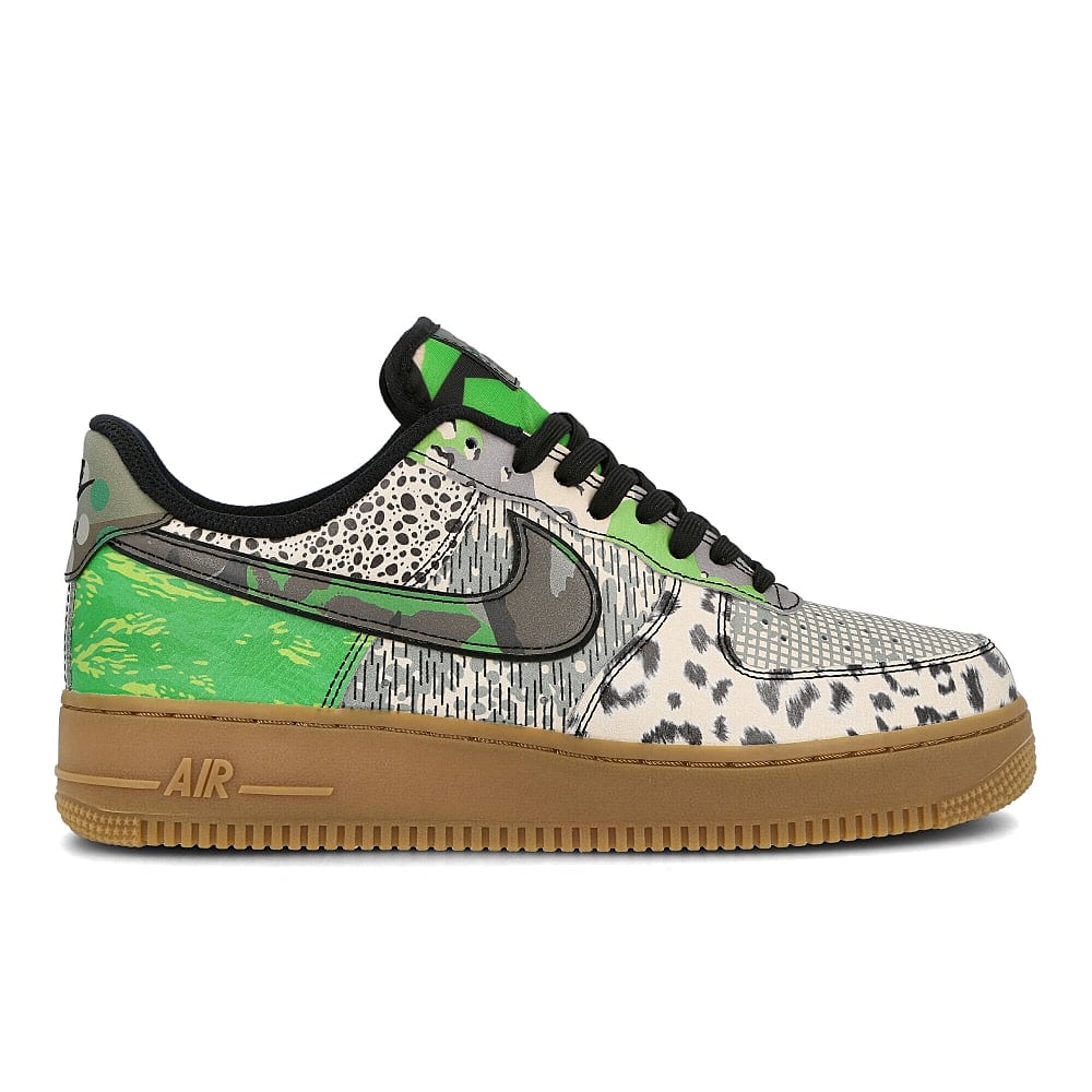 Nike air force 1 07 qs Black-Black - Green Spark - Gum Light Brown Low Top Sneakers Material | Overkill