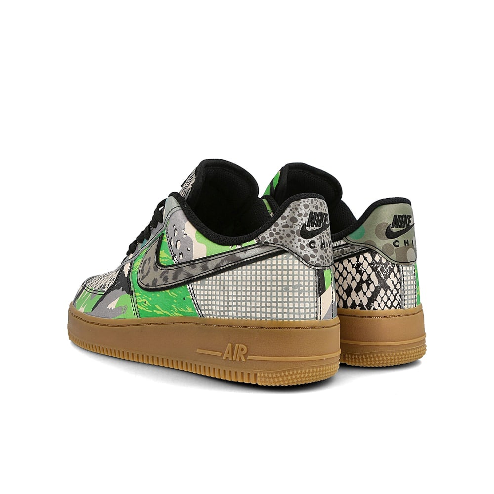 Nike air force 1 07 qs Black-Black - Green Spark - Gum Light Brown Low Top Sneakers Detailfoto | Overkill