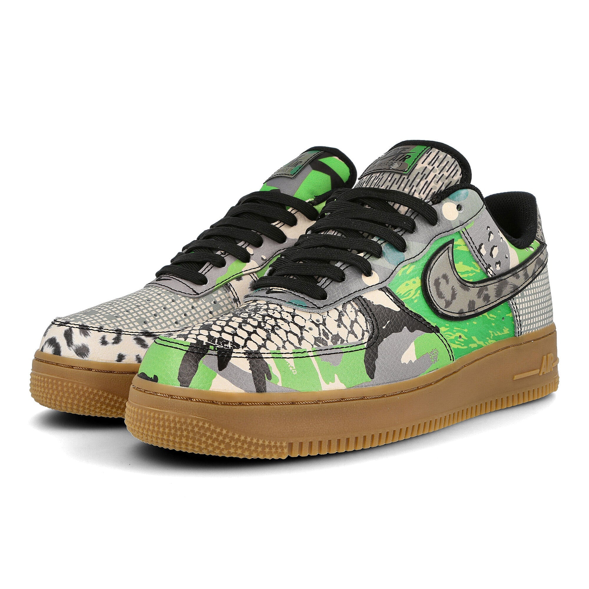 Nike air force 1 07 qs Black-Black - Green Spark - Gum Light Brown Low Top Sneakers Detail View 1 | Overkill