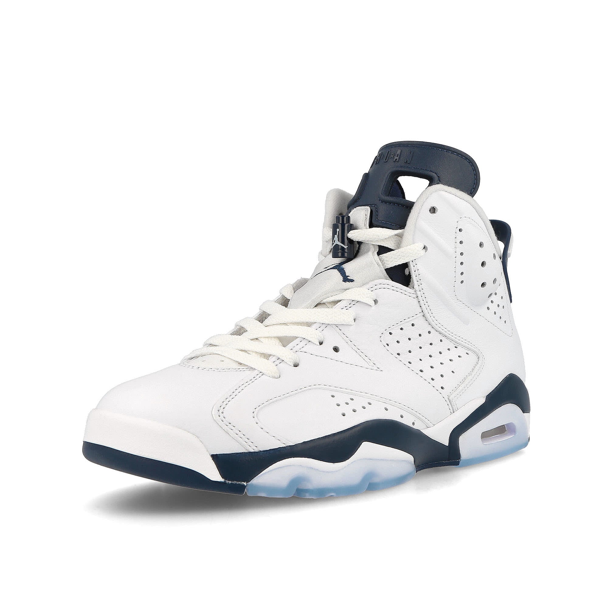 Jordan Air Jordan 6 Retro White / Midnight Navy Sneakers Close Up | Overkill