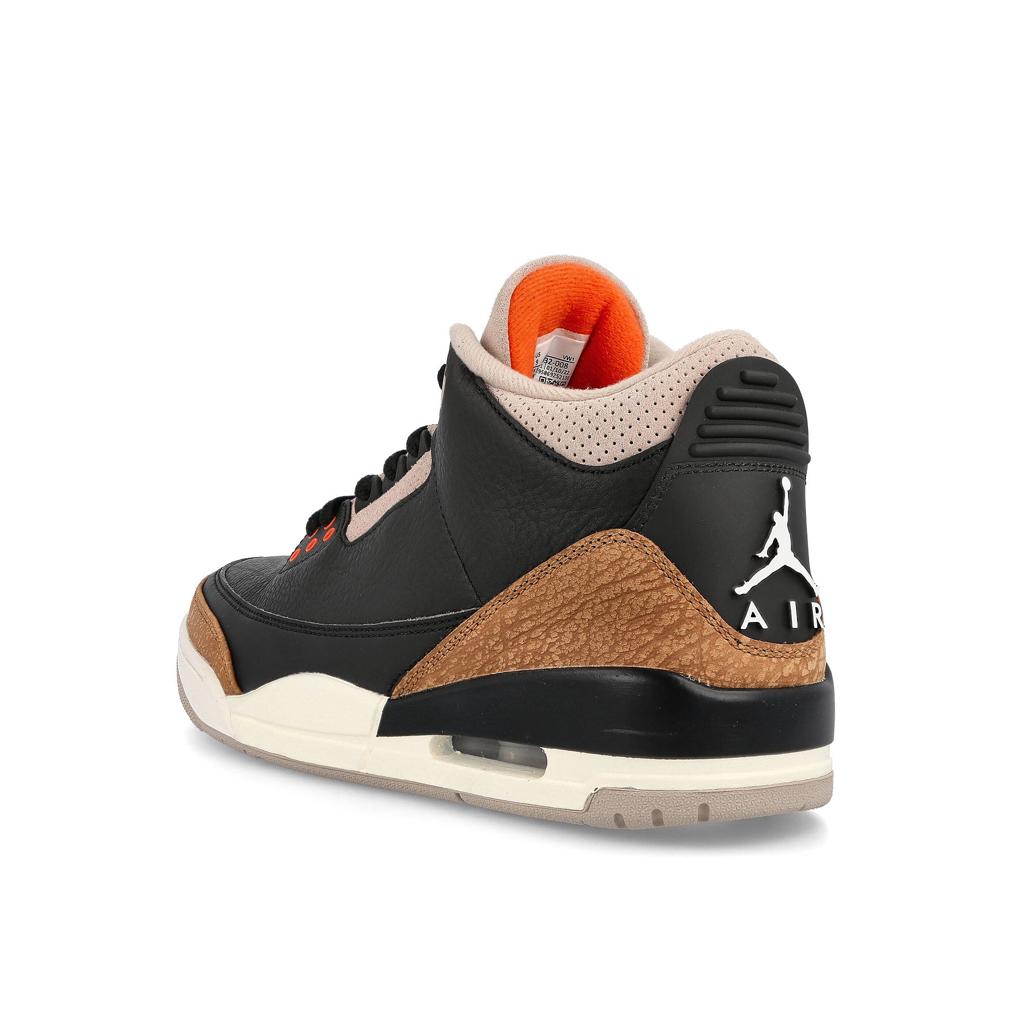 Jordan Air Jordan 3 Retro Black / Rush Orange - Fossil Stone - Sail Low Top Sneakers Material | Overkill