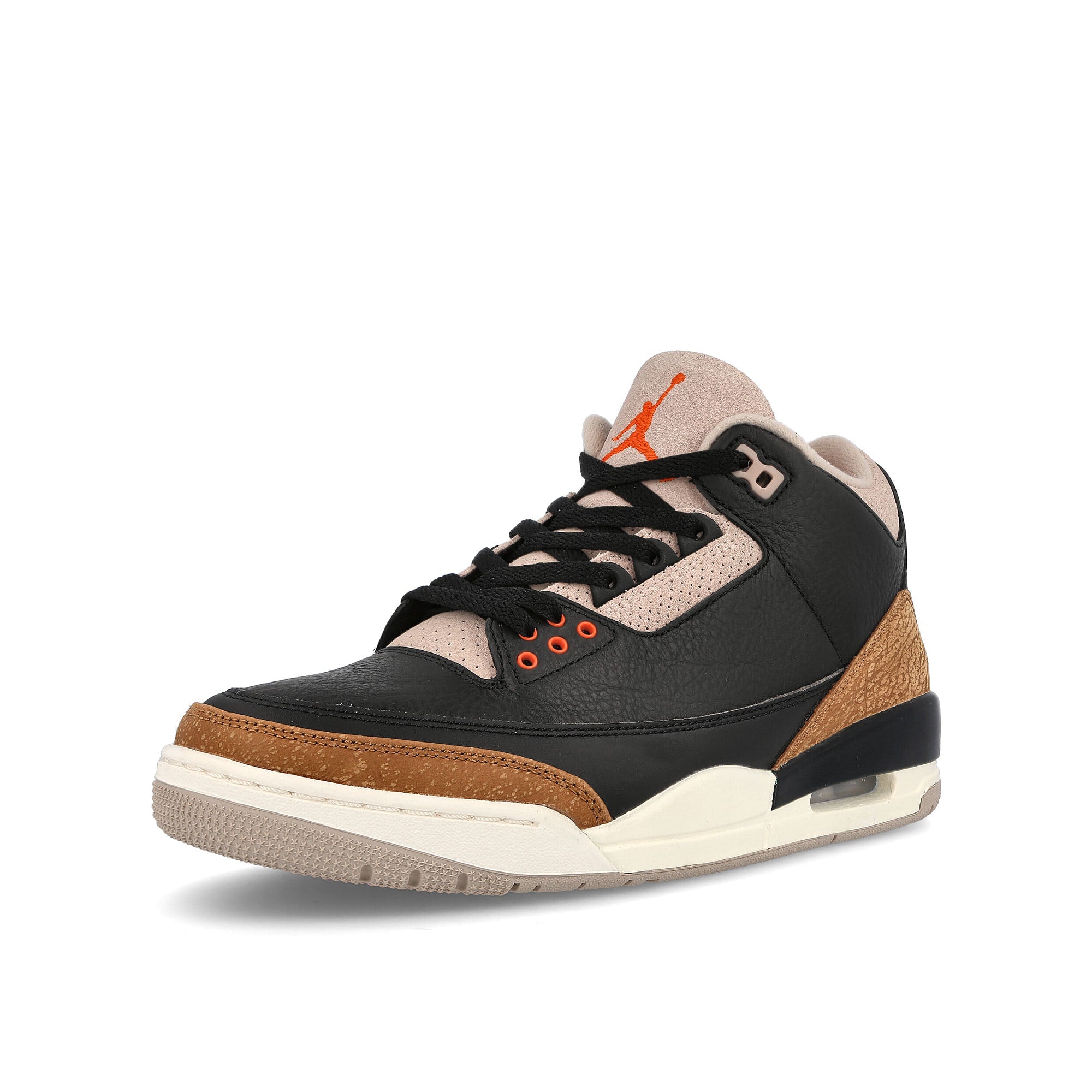 Jordan Air Jordan 3 Retro Black / Rush Orange - Fossil Stone - Sail Low Top Sneakers Close Up | Overkill