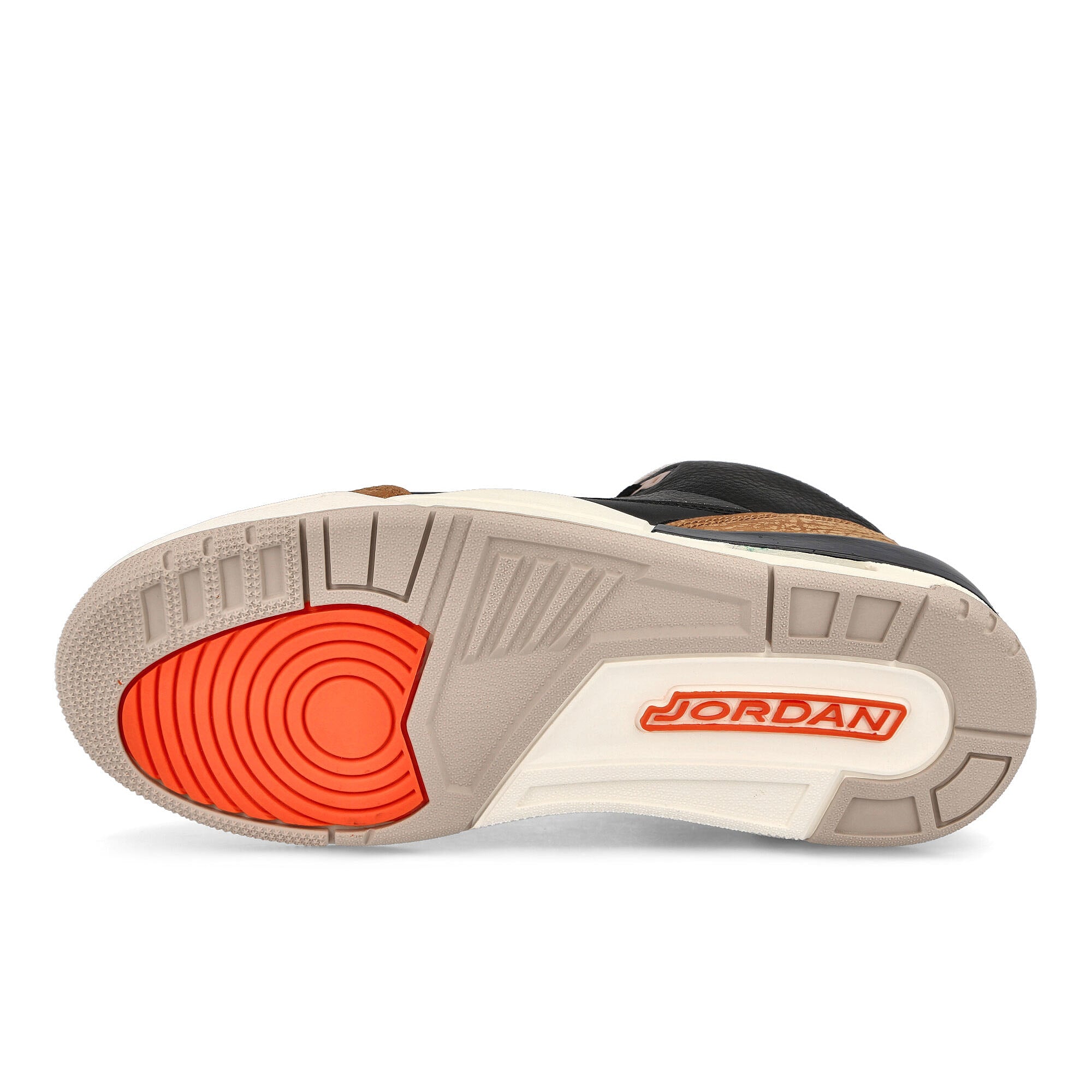 Jordan Air Jordan 3 Retro Black / Rush Orange - Fossil Stone - Sail Low Top Sneakers Detail View 1 | Overkill