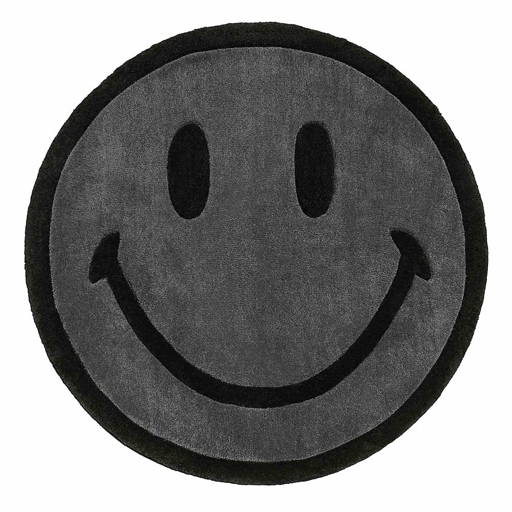 Chinatown Market Smiley Monochrome Rug 6 FT Black Carpets CTM260174 / 0001 | Overkill