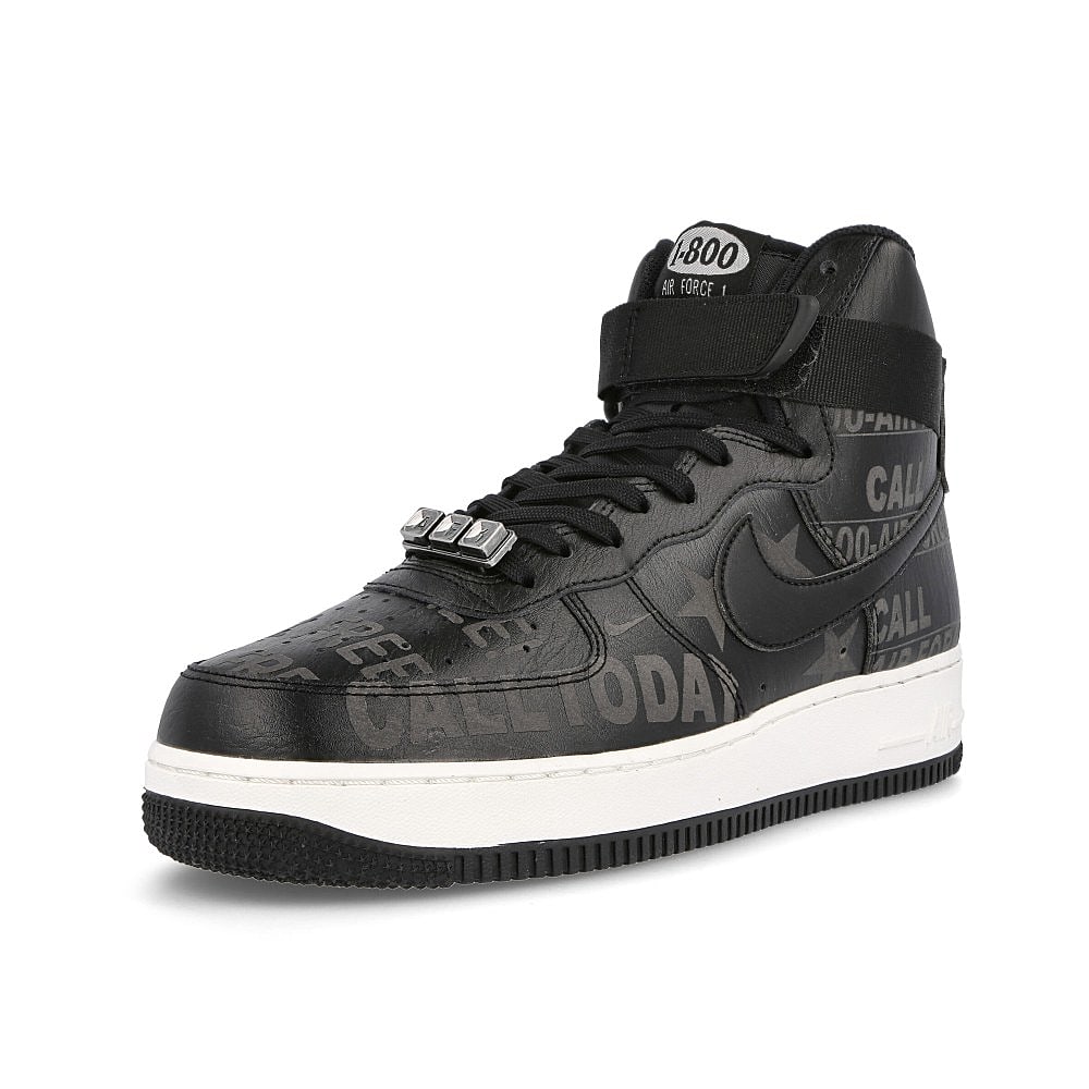 Nike air force 1 hi 07 premium Black-Black - Sail - Vast Grey Low Top Sneakers Close Up | Overkill