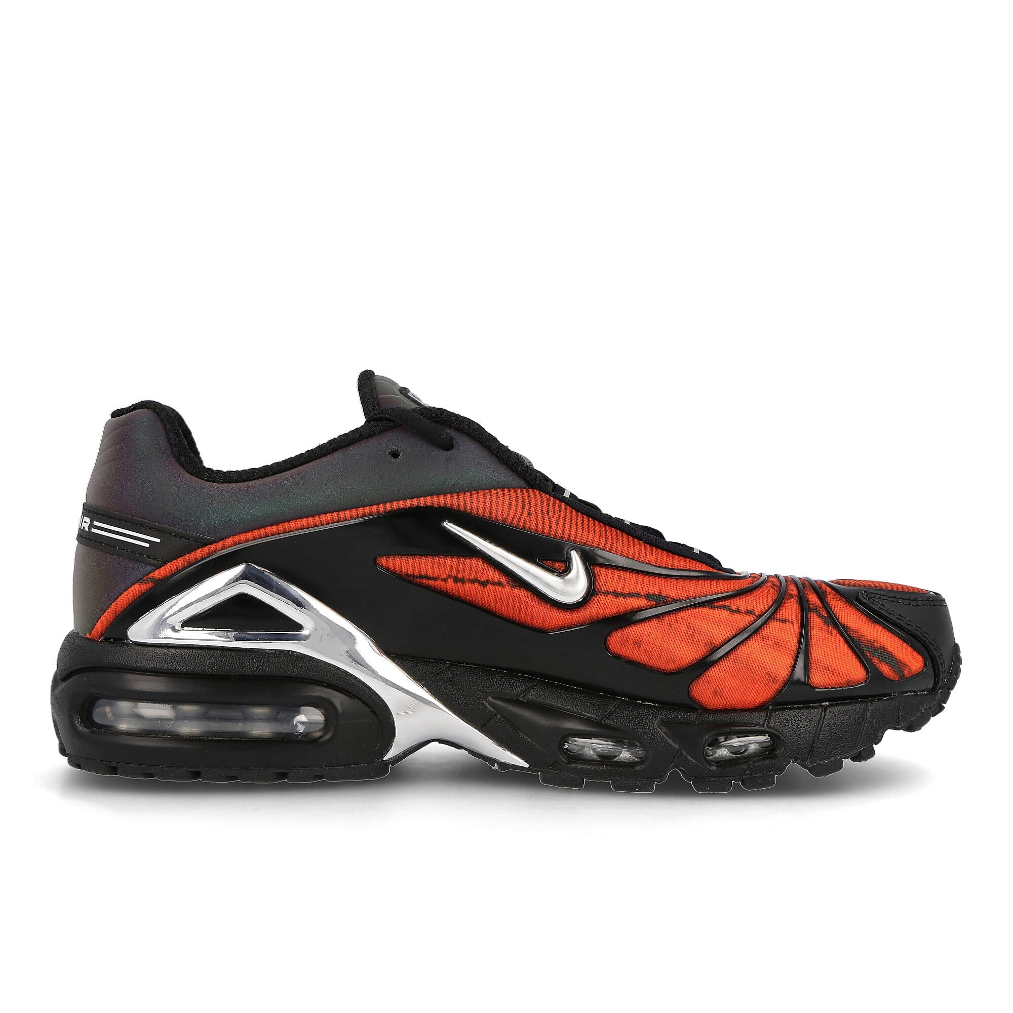 Nike Skepta x Nike Air Max Tailwind V Black-Chrome - Red Sneakers Silhouette | Overkill