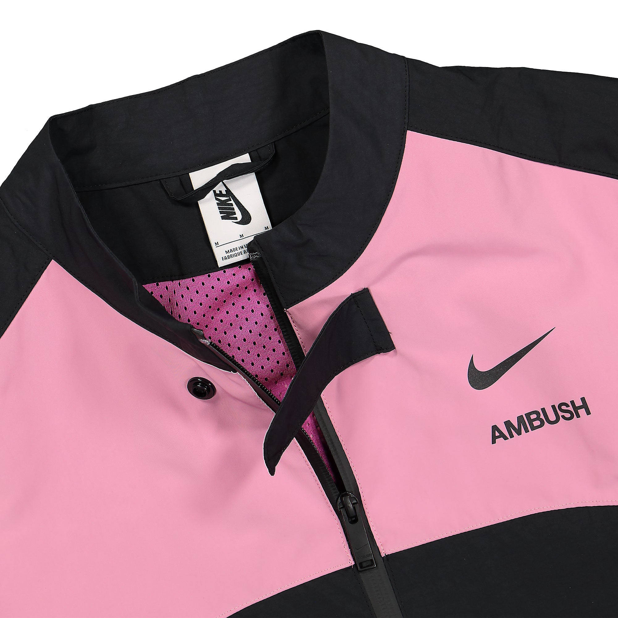 Nike Ambush x Nike NRG Moto Jacket Magic Flamingo / Black / Active Fuchsia Track Jackets Close-up | Overkill