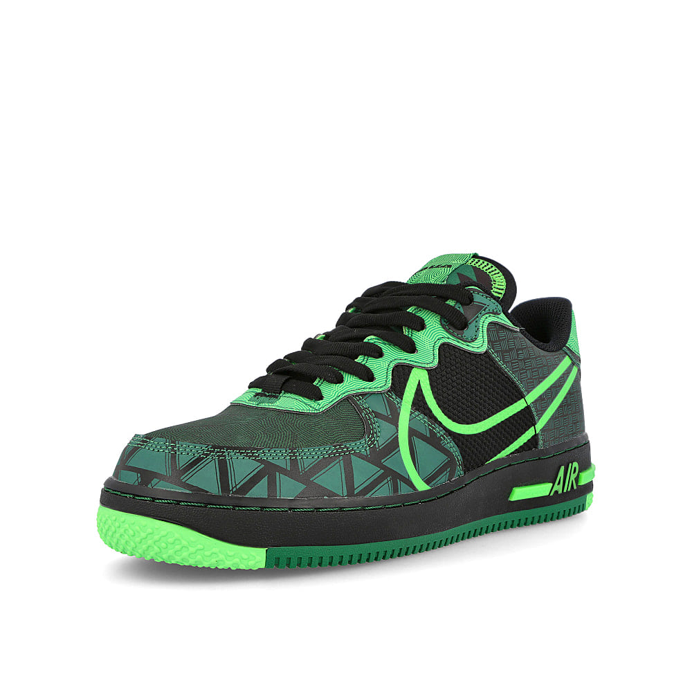 Nike air force 1 react qs Black-Green Strike - Pine Green Low Top Sneakers Close Up | Overkill