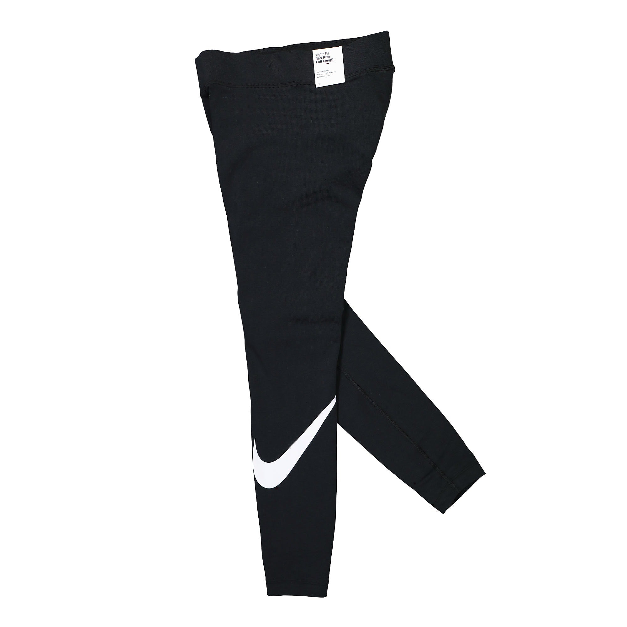 Nike Wmns Essential Mid Rise Swoosh Leggings Black / White Sweat & Track Pants Close-up | Overkill