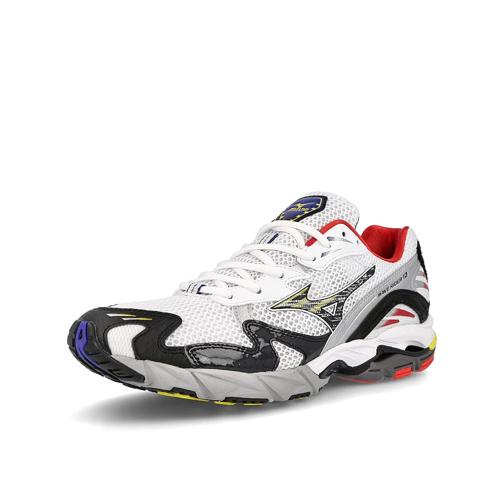 Mizuno wave rider 10 White-Black-Racing Red Sneakers Close Up | Overkill