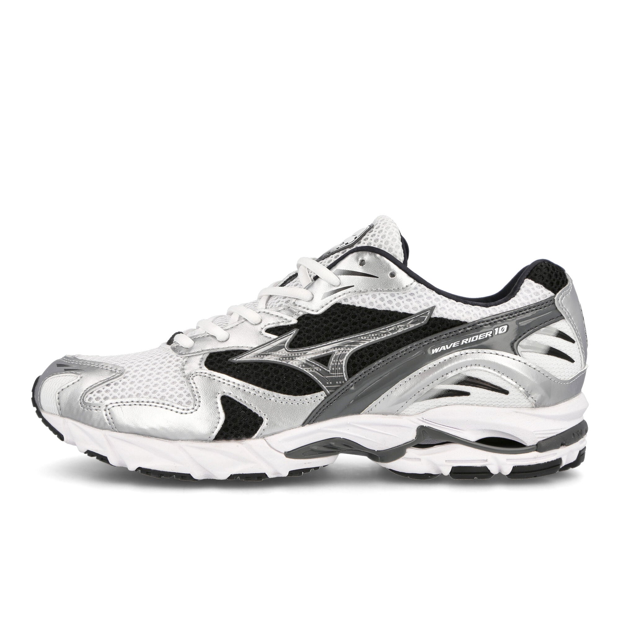 Mizuno Wave Rider 10 White / Silver / Black Low Top Sneakers D1GA210405 | Overkill