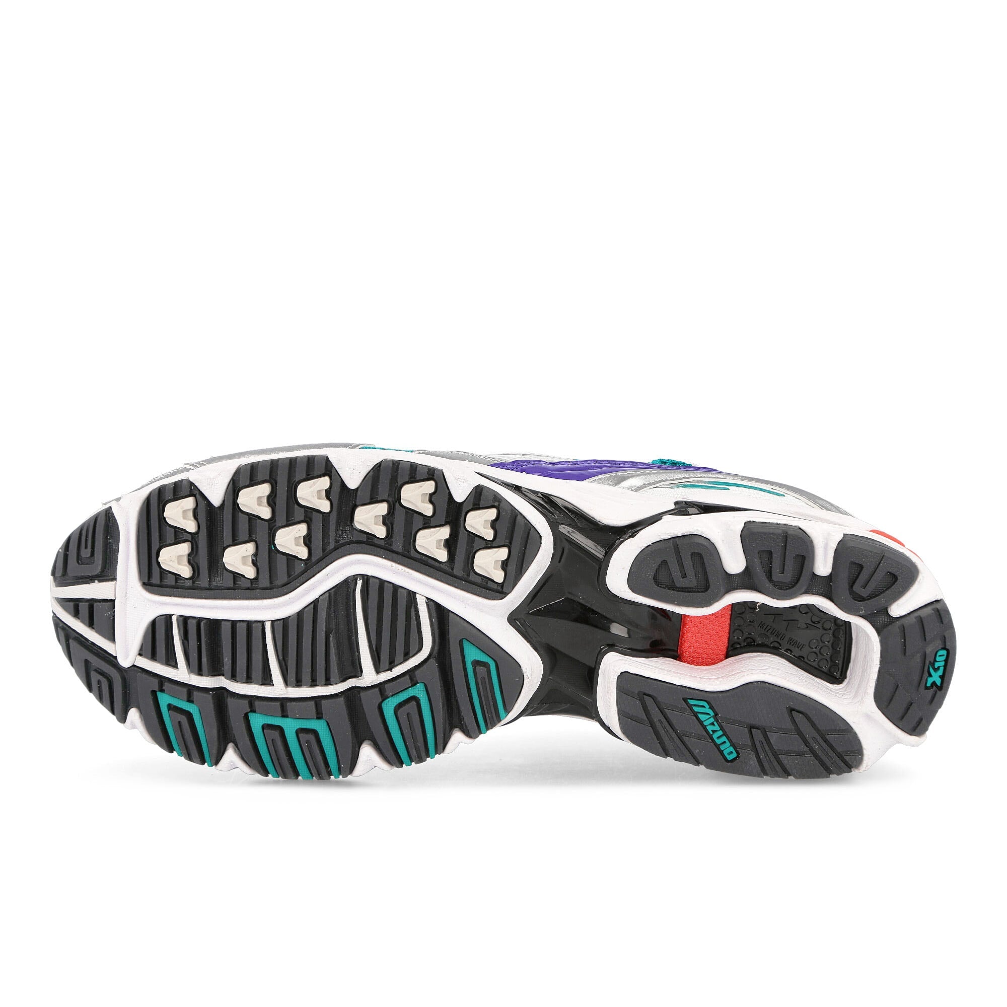Mizuno Wave Rider 10 White / Silver / Teal Blue Low Top Sneakers Detail View 1 | Overkill