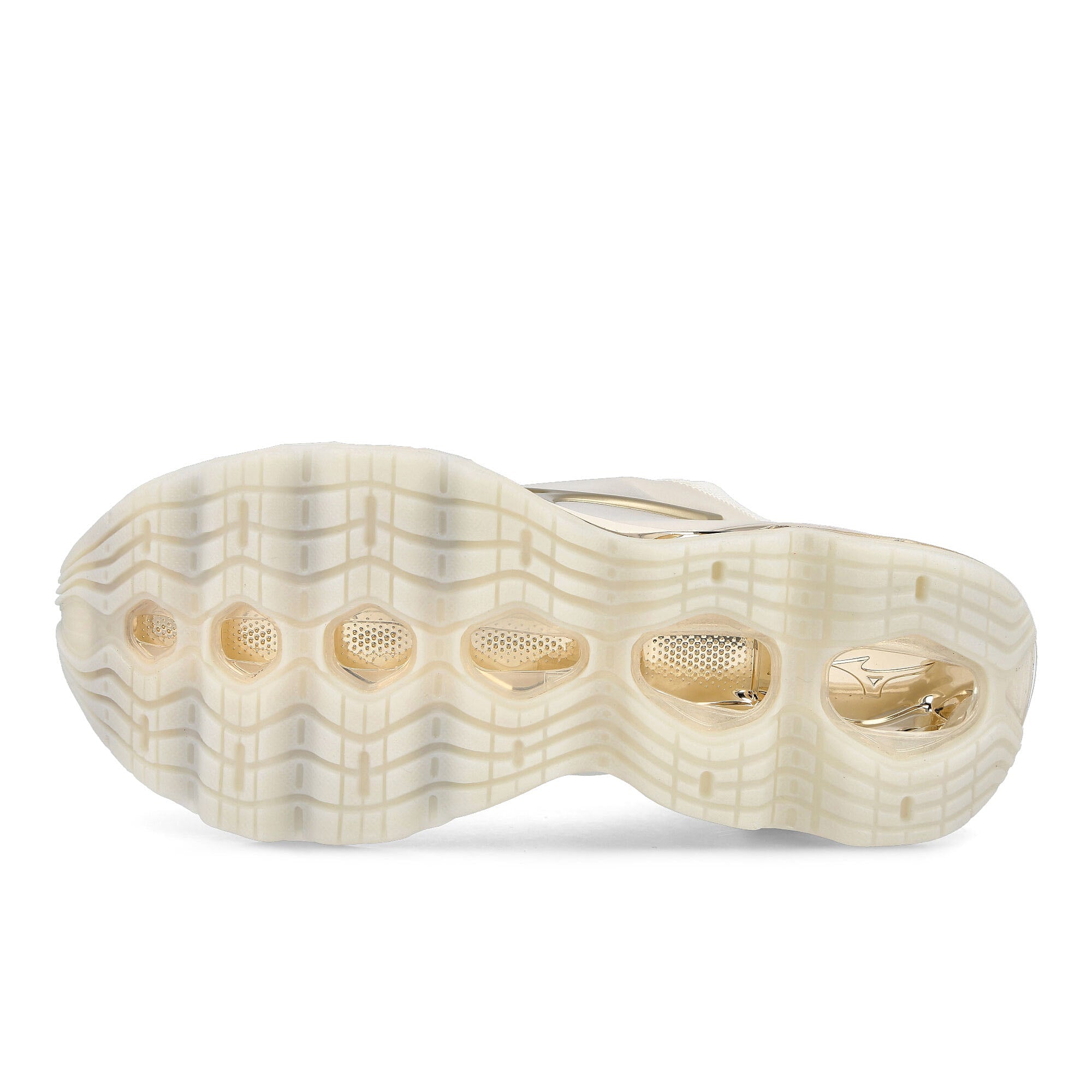 Mizuno Hajime Sorayama x Mizuno Wave Prophecy Snow White-Gold-Snow White Sneakers Detail View 1 | Overkill