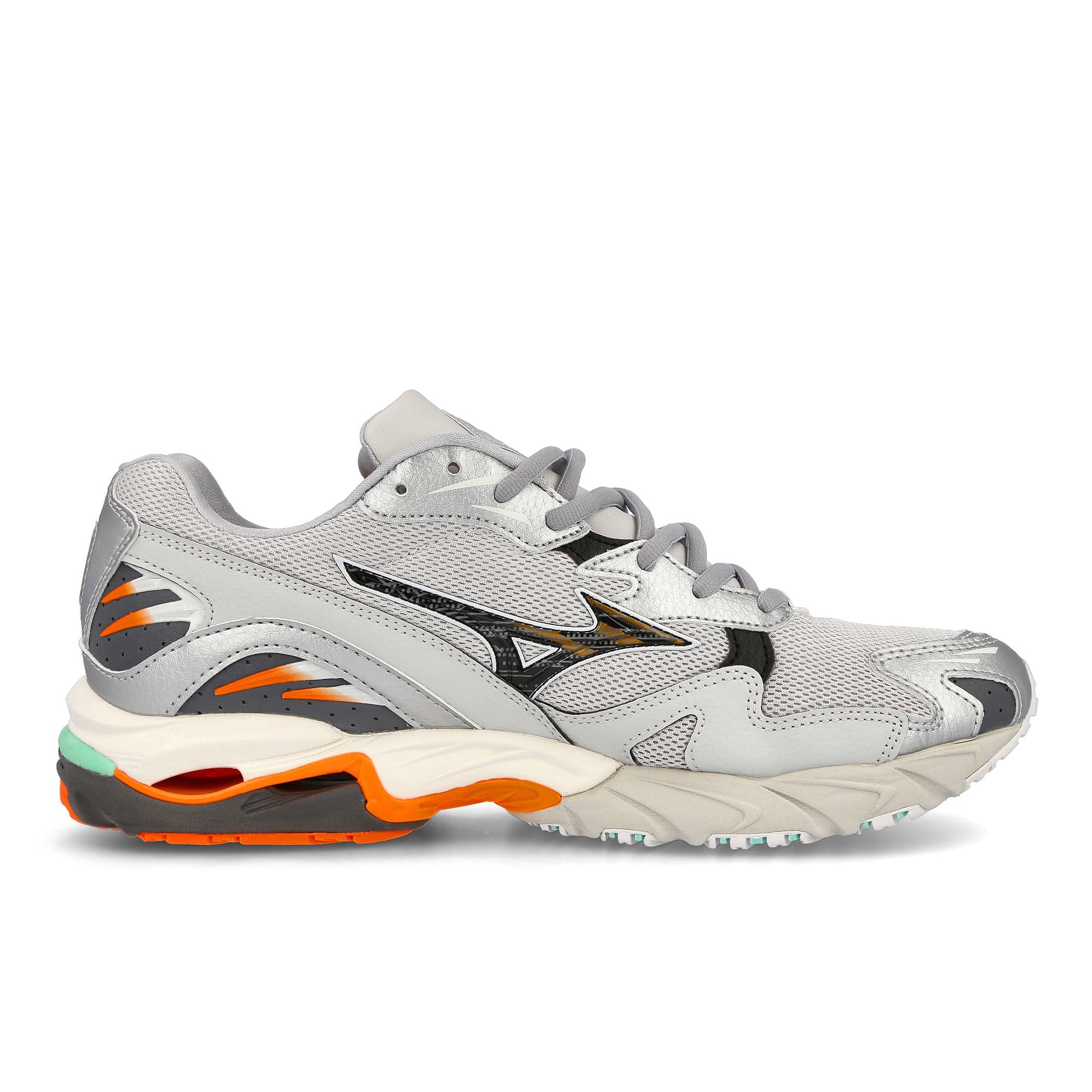 Mizuno wave rider 10 Nimbus Cloud-Lunar Rock-Red Orange Sneakers Silhouette | Overkill