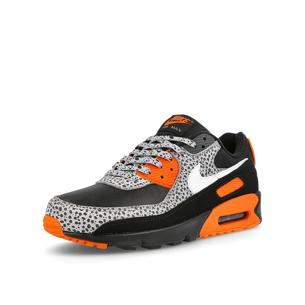 Nike air max 90 Black-White - Safety Orange Low Top Sneakers Close Up | Overkill