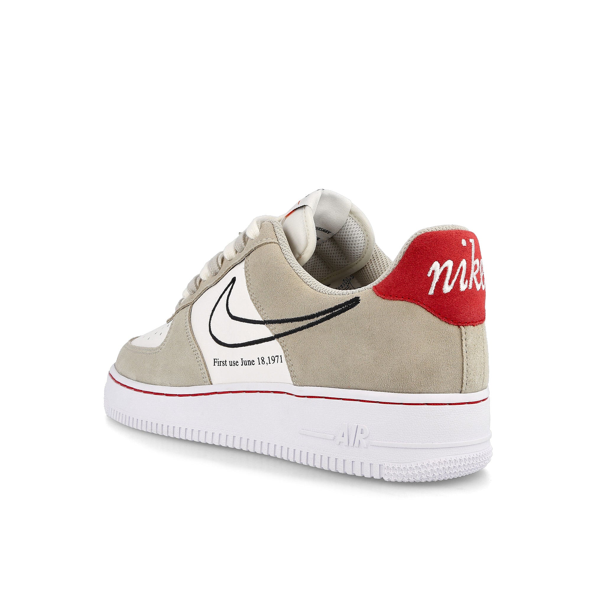 Nike air force 1 07 lv8 Light Stone / Black - Sail - University Red Close-up | Overkill