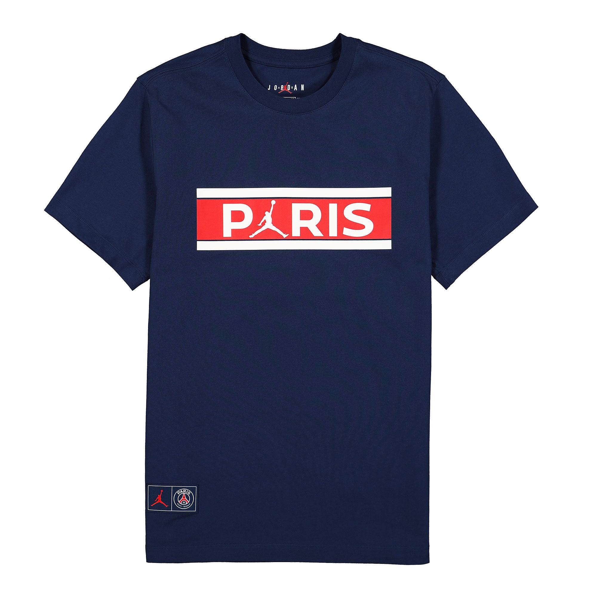 Jordan Paris Saint Germain x Air Jordan Wordmark Tee Midnight Navy T-Shirts DB6510 410 | Overkill