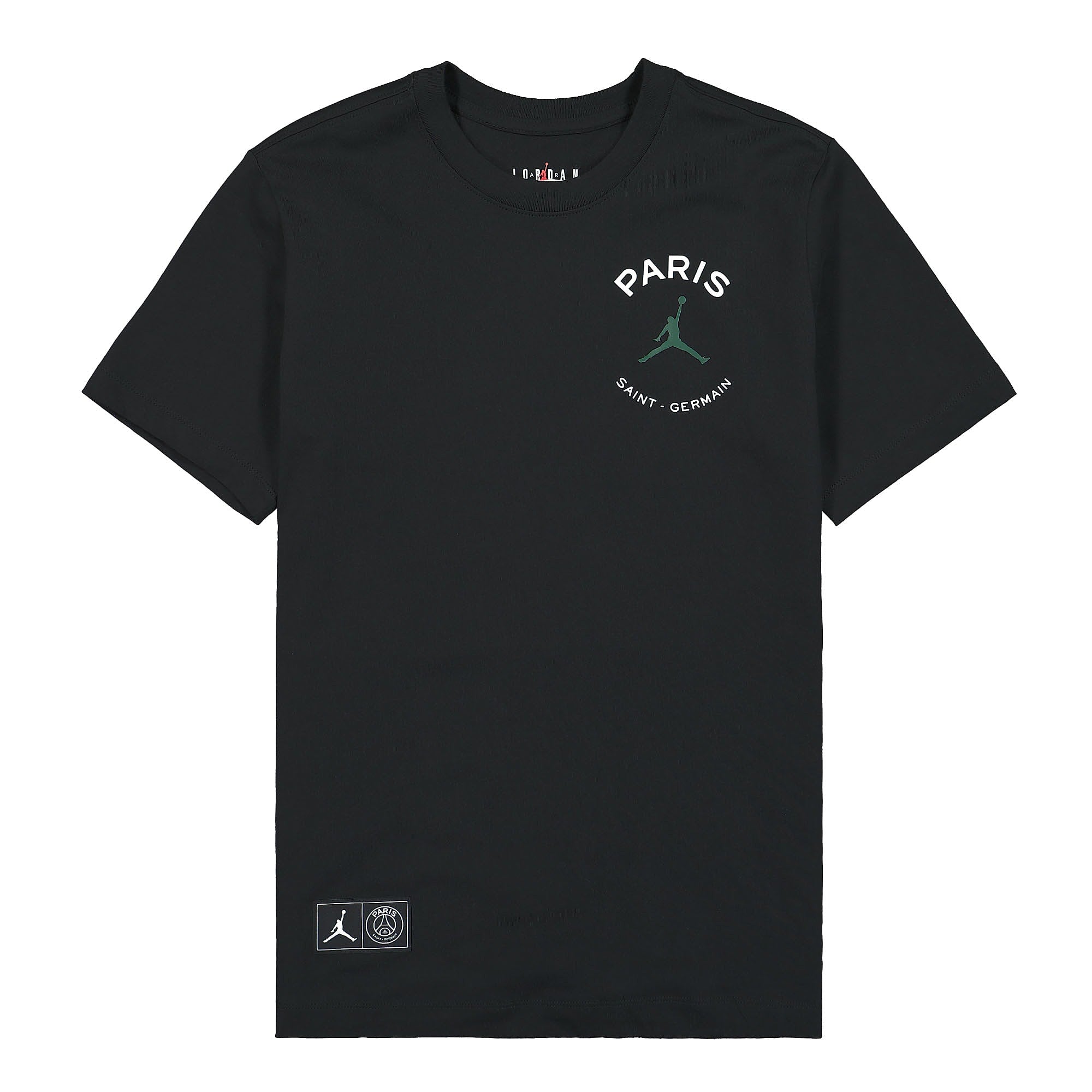 Jordan Paris Saint Germain x Air Jordan Logo Tee Black / Noble Green T-Shirts DB6514 010 | Overkill