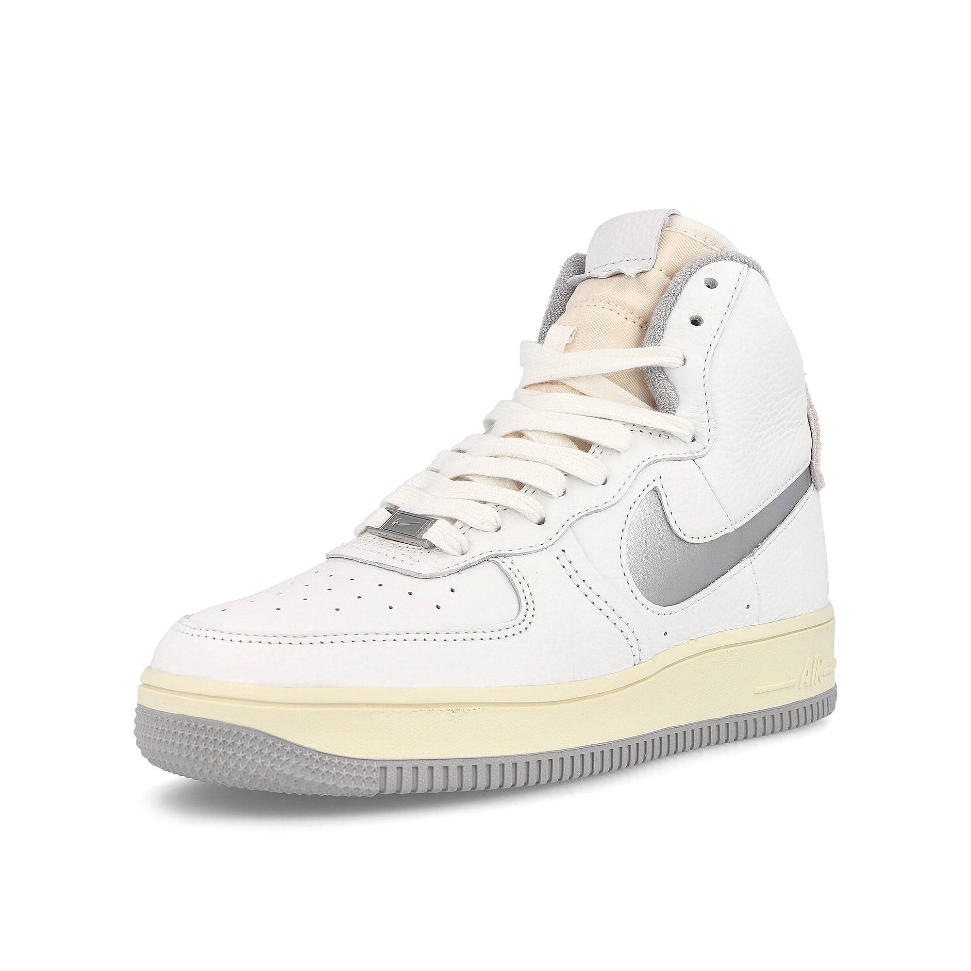 Nike wmns air force 1 sculpt Summit White-Silver - Coconut Milk High Top Sneakers Close Up | Overkill