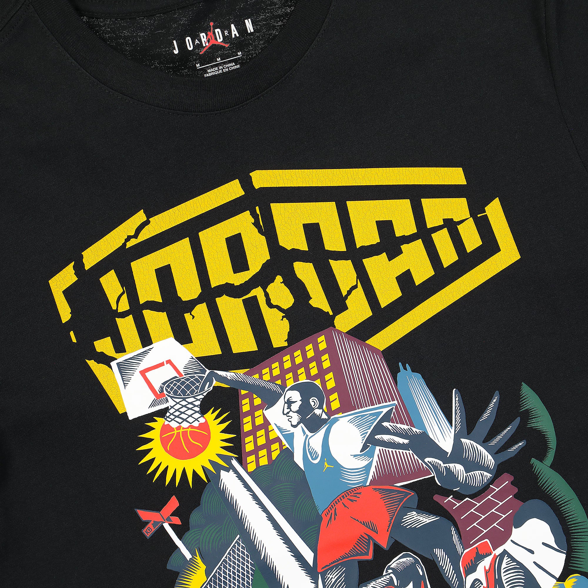 Jordan Air Jordan Sport DNA SS GFX Crew Tee Black / Pollen / Chile Red T-Shirts Close-up | Overkill