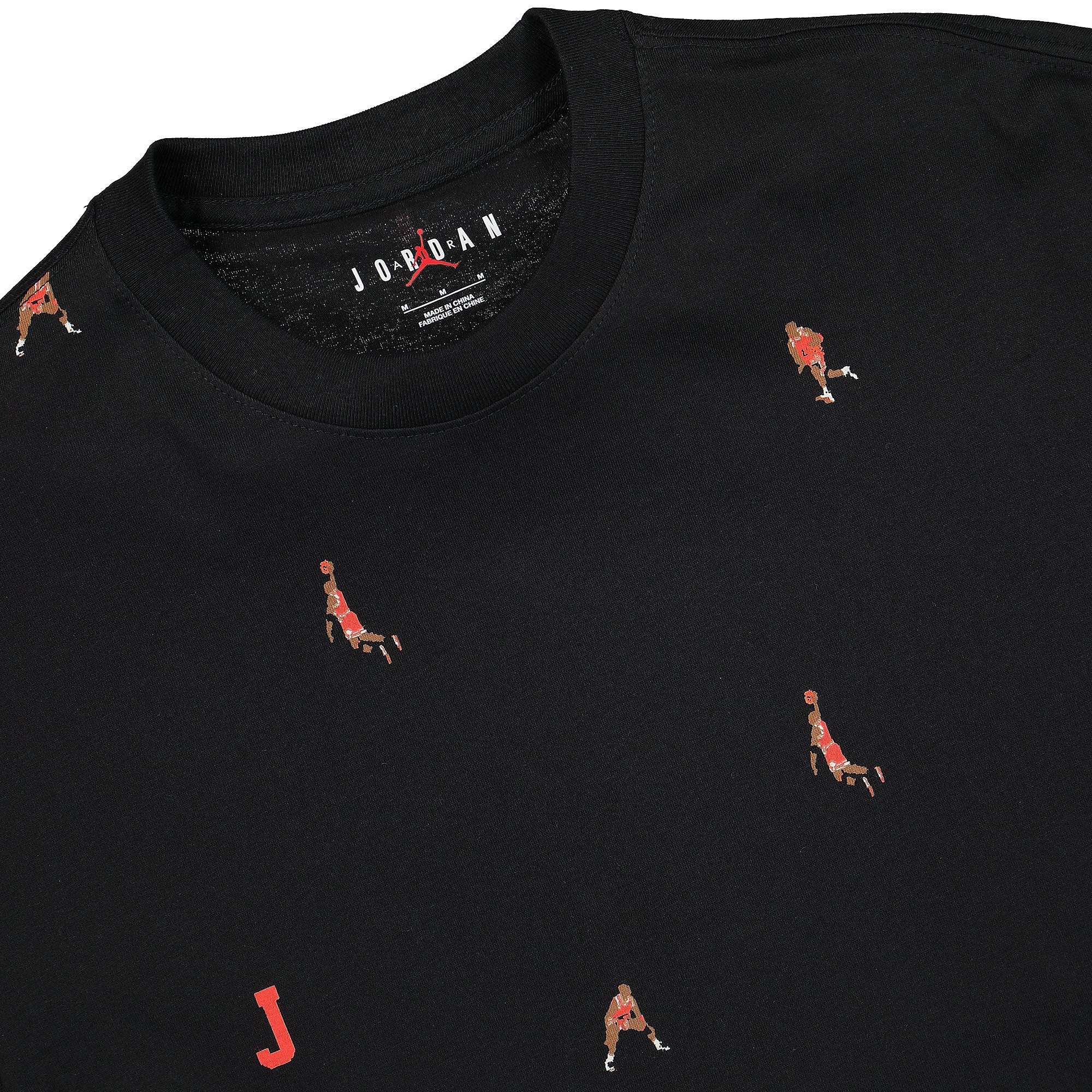 Jordan Air Jordan Holiday 85 SS AOP Crew Tee Black T-Shirts Close-up | Overkill