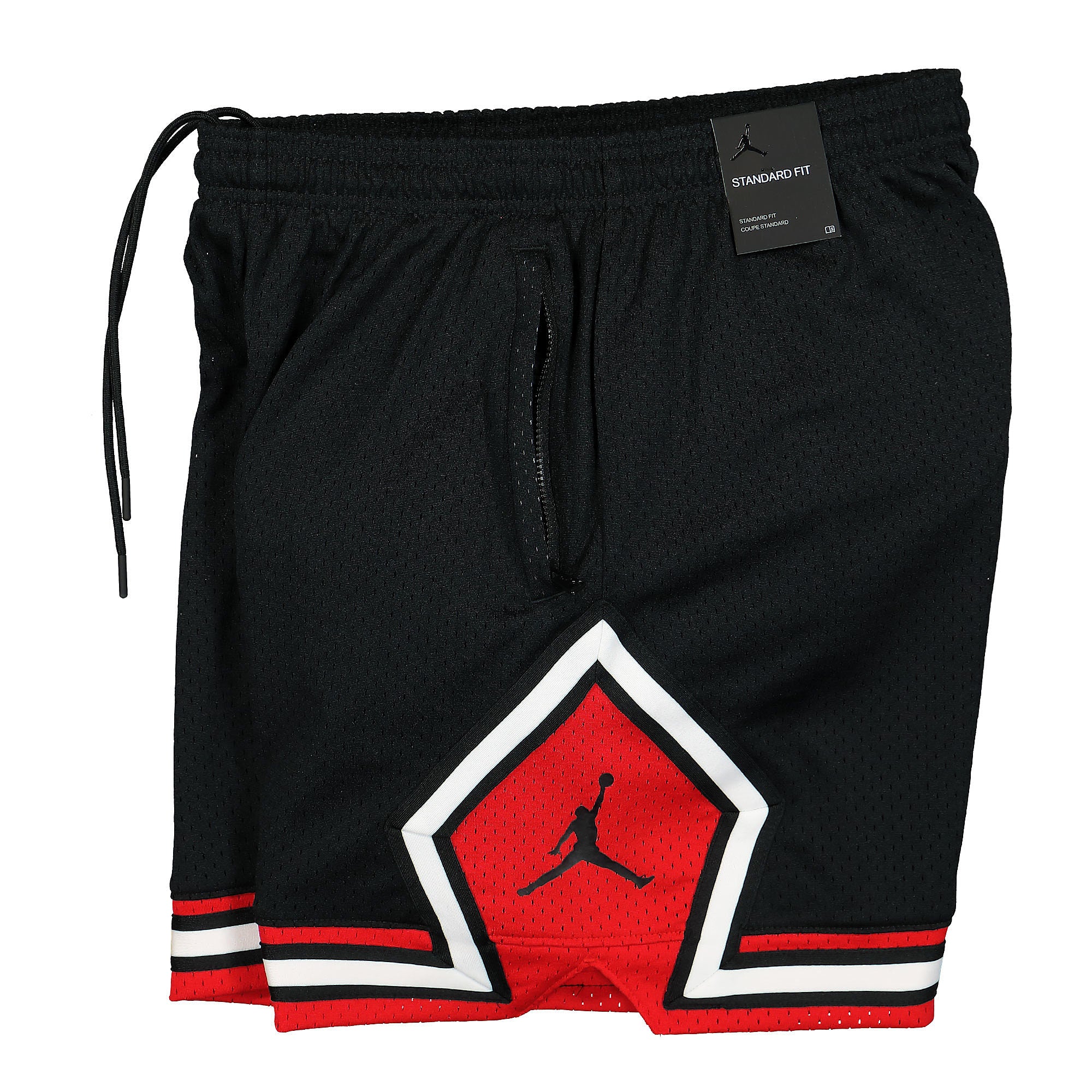 Jordan Wmns Air Jordan Essentials Diamond Short Black / University Red Shorts Close-up | Overkill