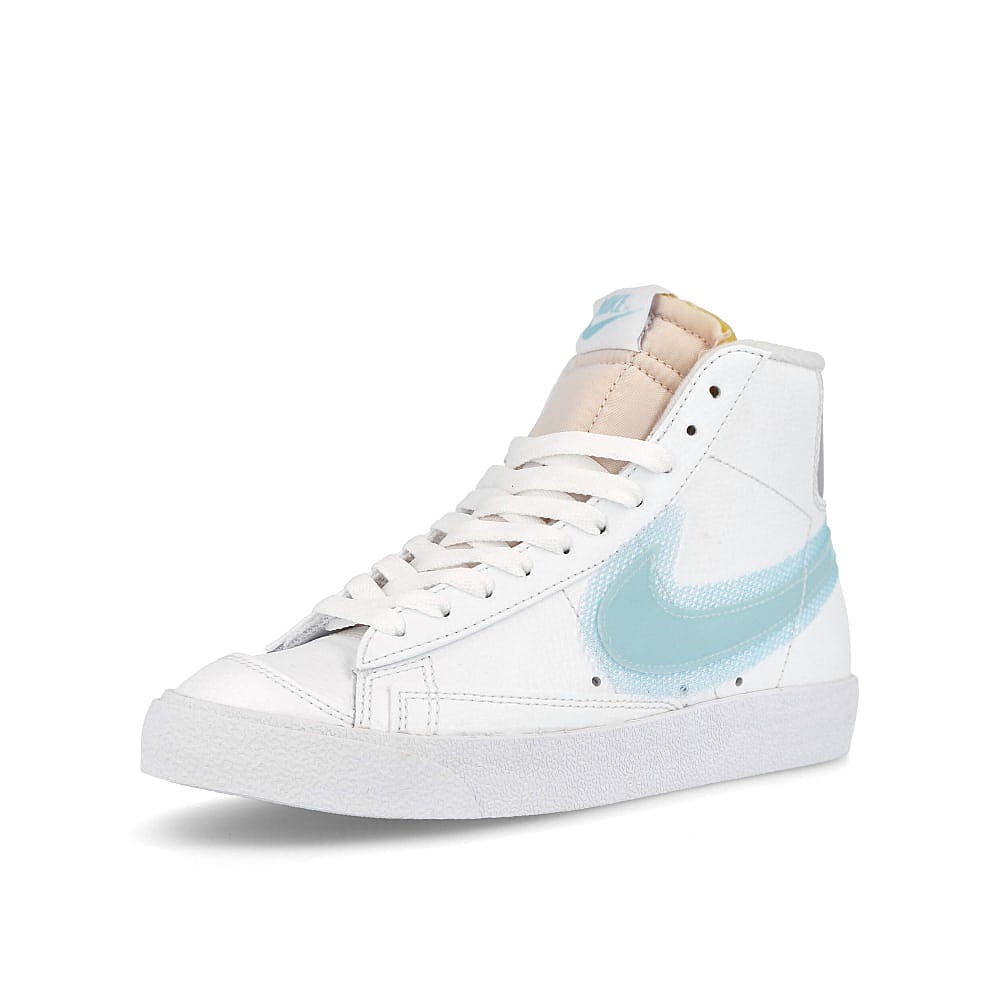 Nike wmns blazer mid 77 White-Glacier Blue - Mtlc Platinum Mid Top Sneakers Close Up | Overkill