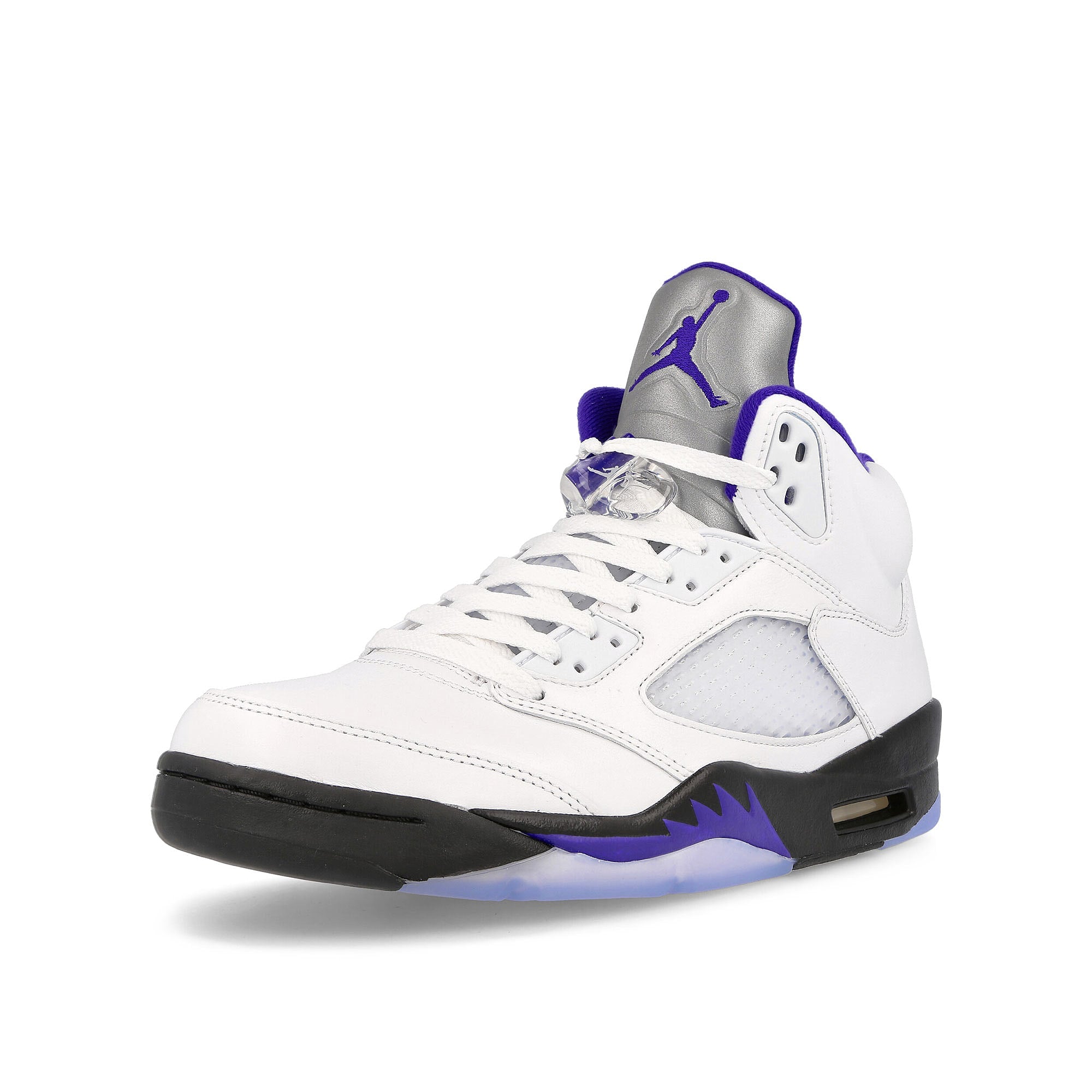 Jordan Air Jordan 5 Retro White / Dark Concord - Black High Top Sneakers Close Up | Overkill